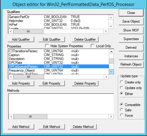 Wbemtest properties