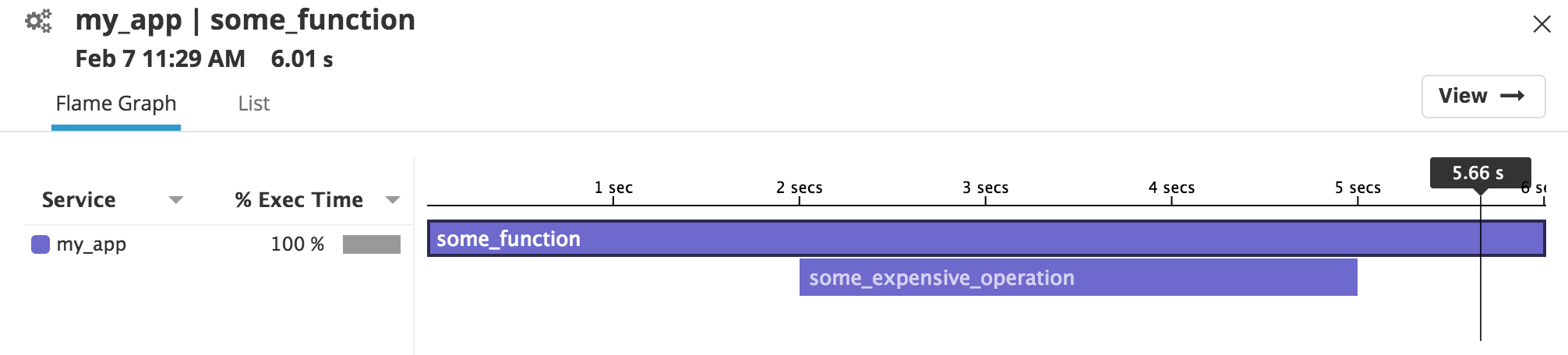 Datadog flame graph for Ruby function 'some_function'.