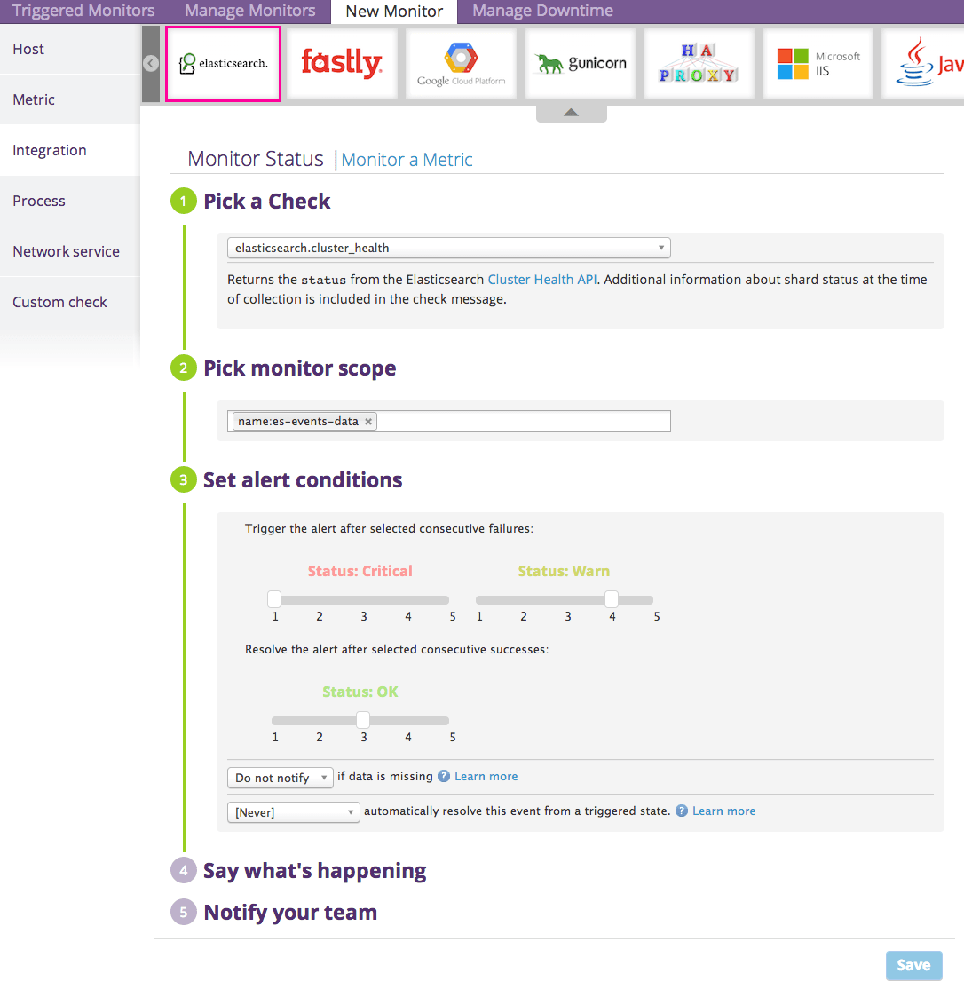 Integration monitor
