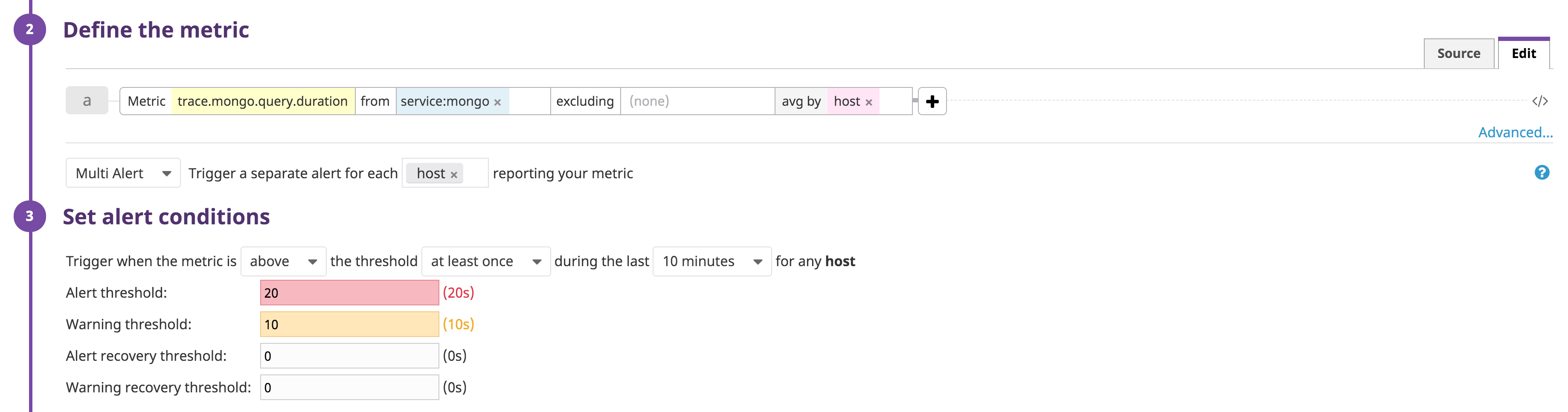 Define your alert with service tags
