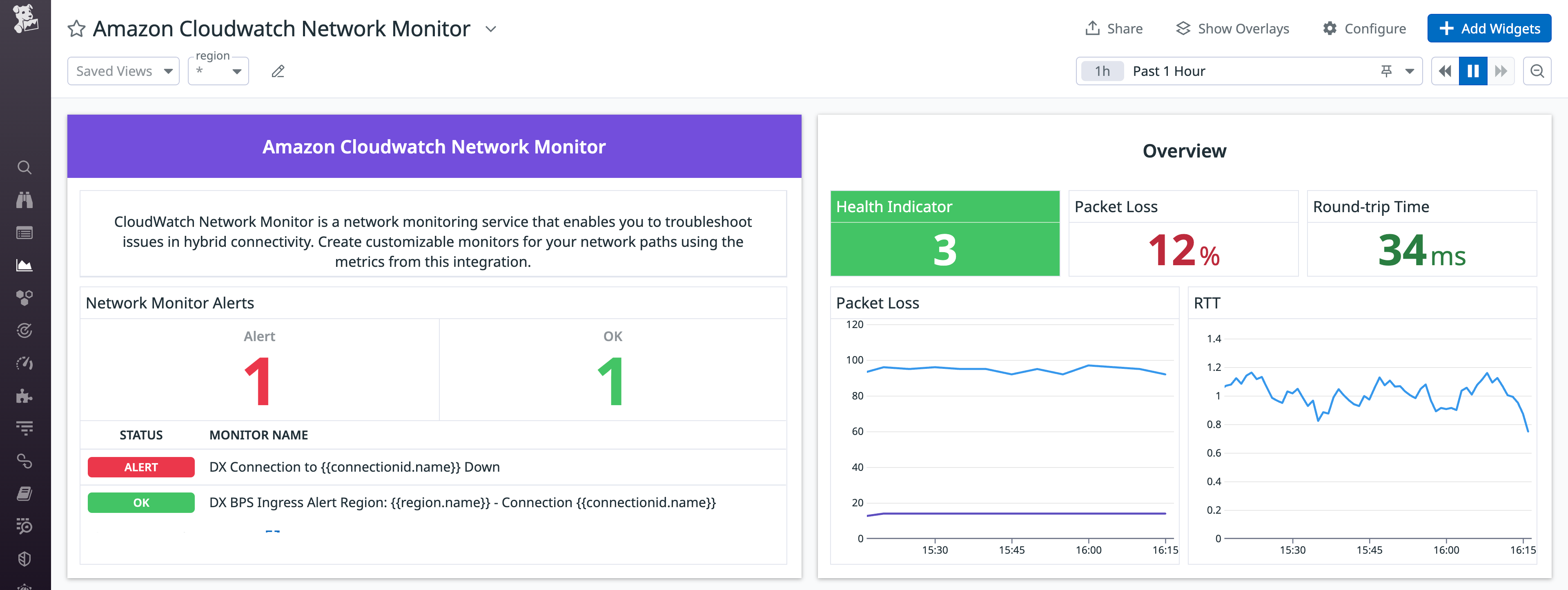 Easily add AWS network monitors to custom Datadog dashboards