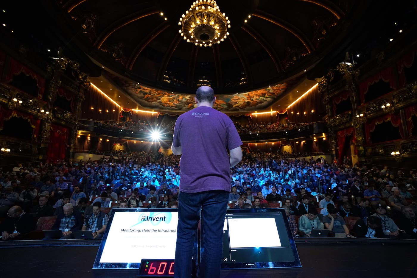Datadog’s Matt Williams presenting at AWS re:Invent. Datadog’s Matt Williams presenting at AWS re:Invent.