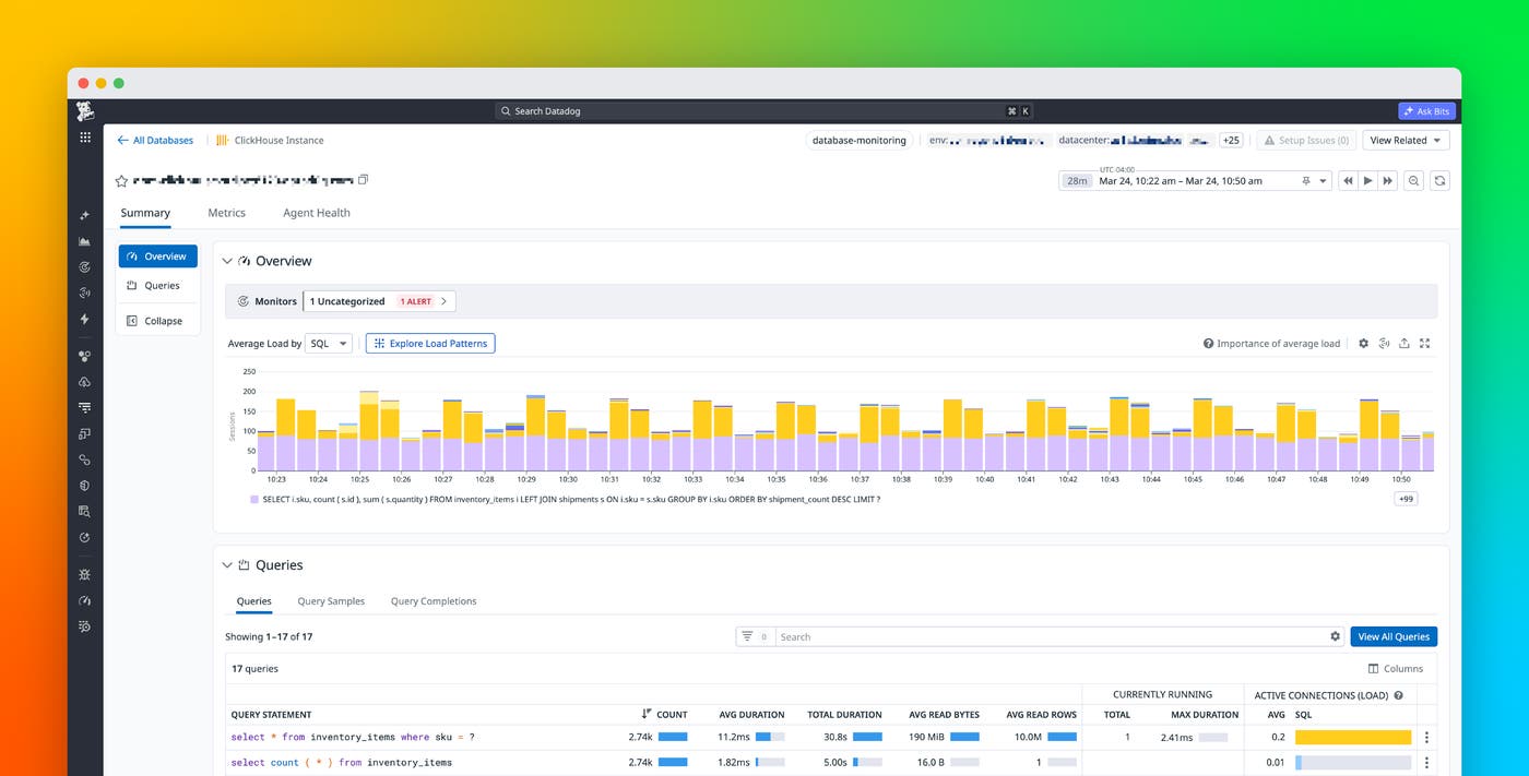 Monitor ClickHouse query performance with Datadog Database Monitoring Monitor ClickHouse query performance with Datadog Database Monitoring