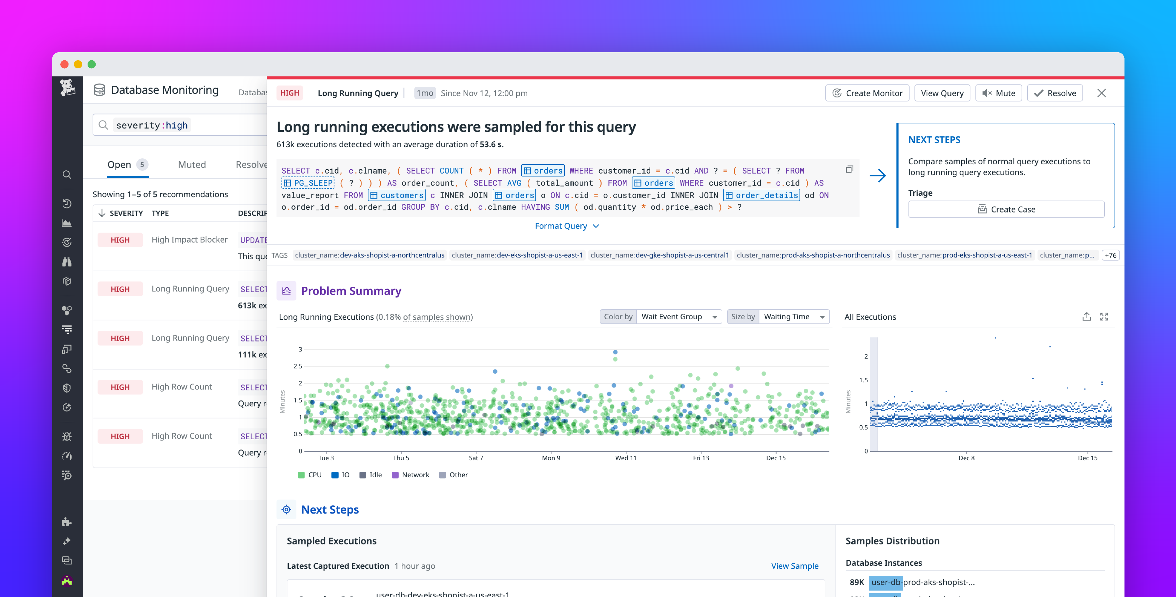 Improve database host and query performance with Database Monitoring Recommendations