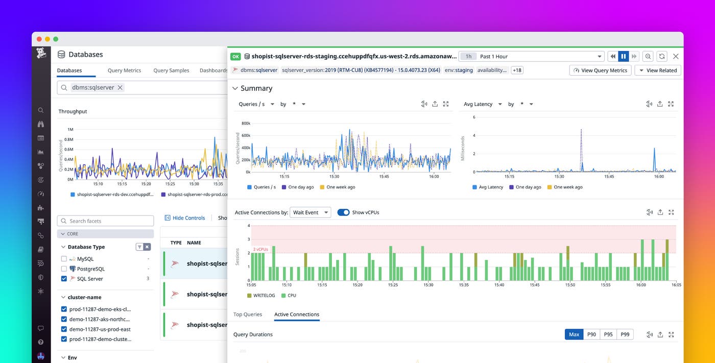 Analyze wait events and in-flight queries with the Datadog Database List Analyze wait events and in-flight queries with the Datadog Database List