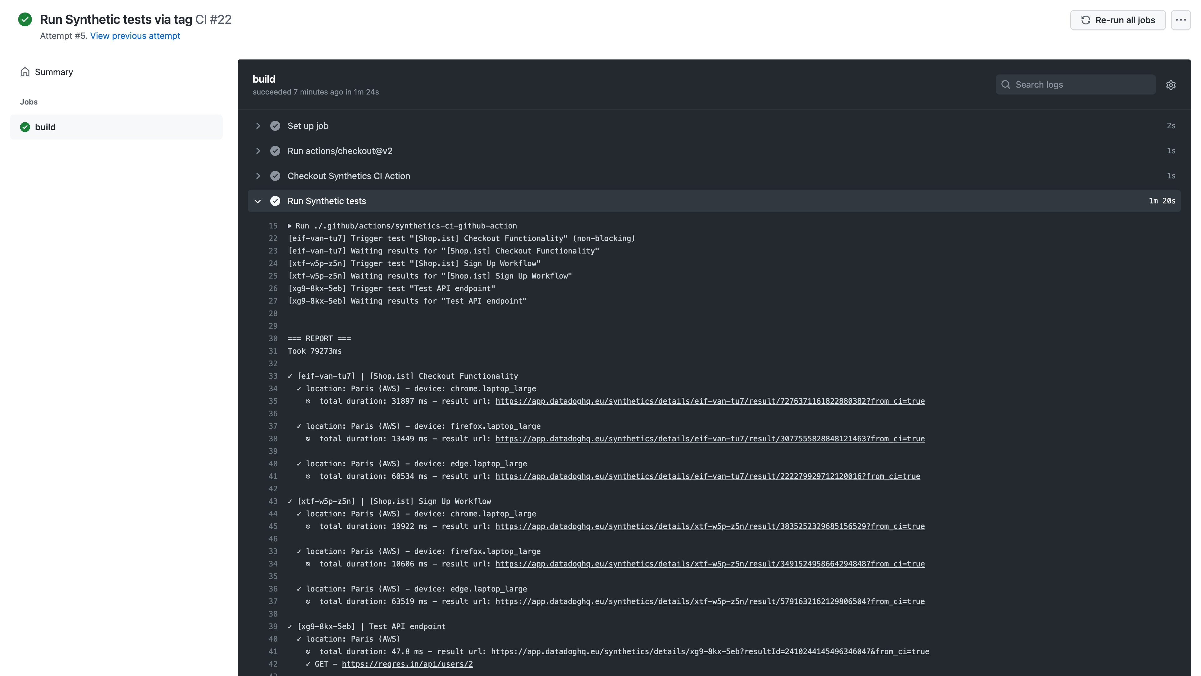 Run Synthetic tests from your GitHub Actions workflows