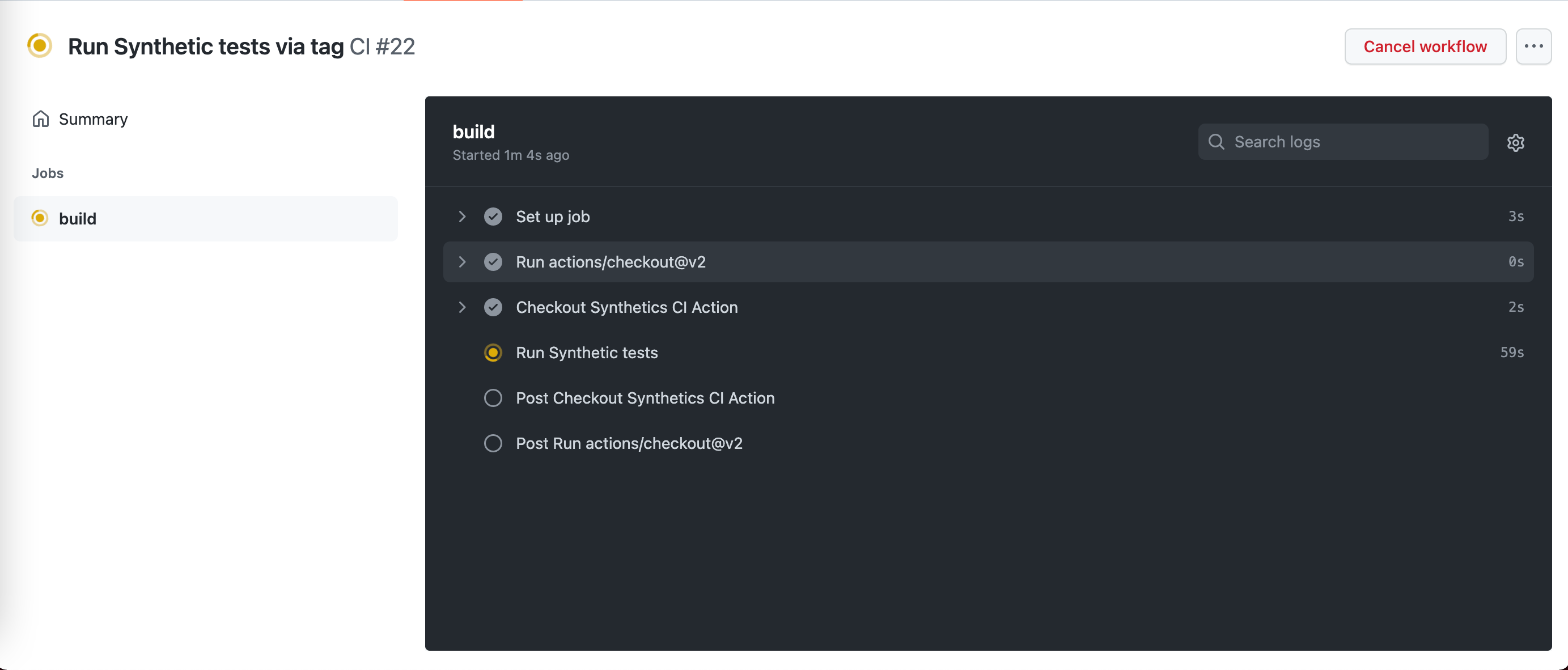 Search by tag to run a subset of your tests