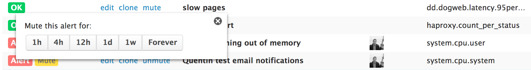 alert notifications