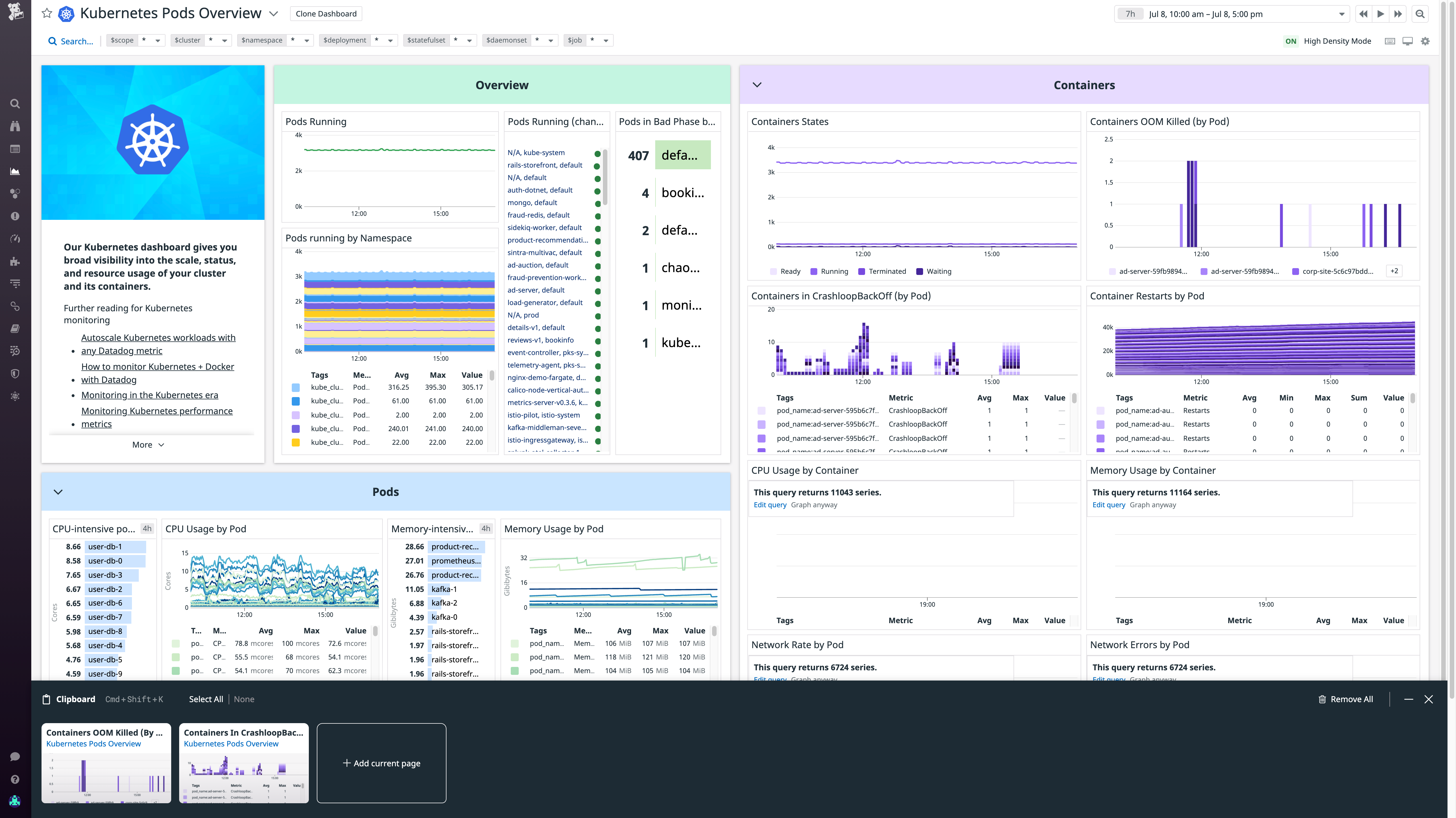 Exporting a graph to an incident timeline in Datadog from the Clipboard.