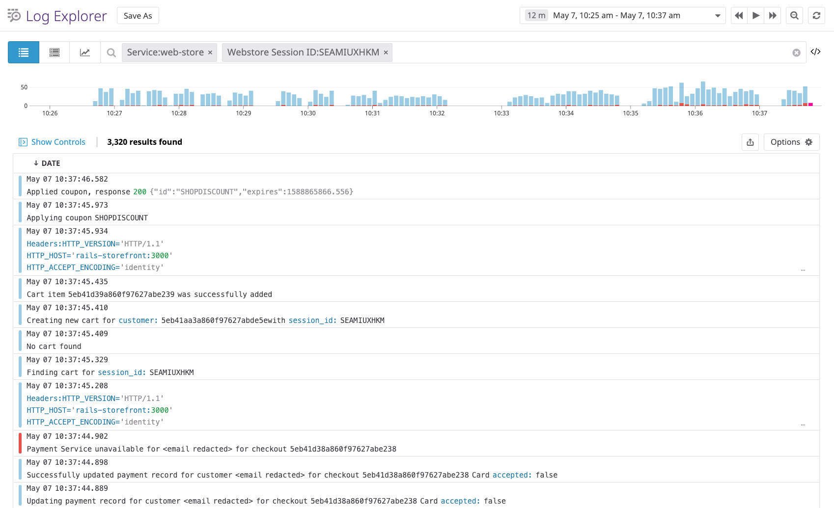 Customer activity logs, such as these, can be “warmed up” for querying.