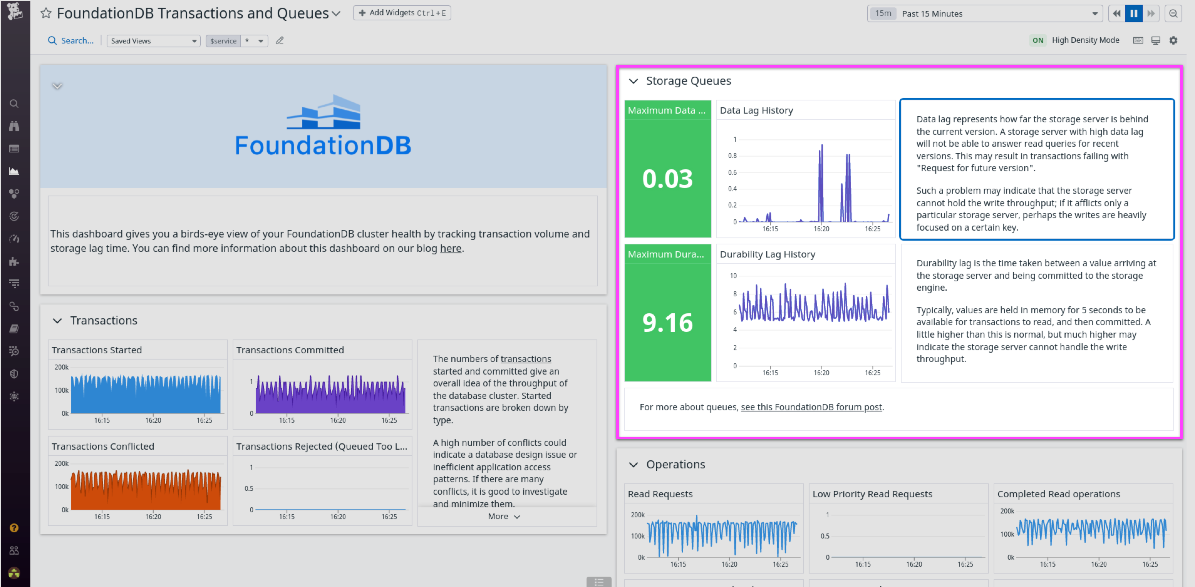 View your FoundationDB storage queues
