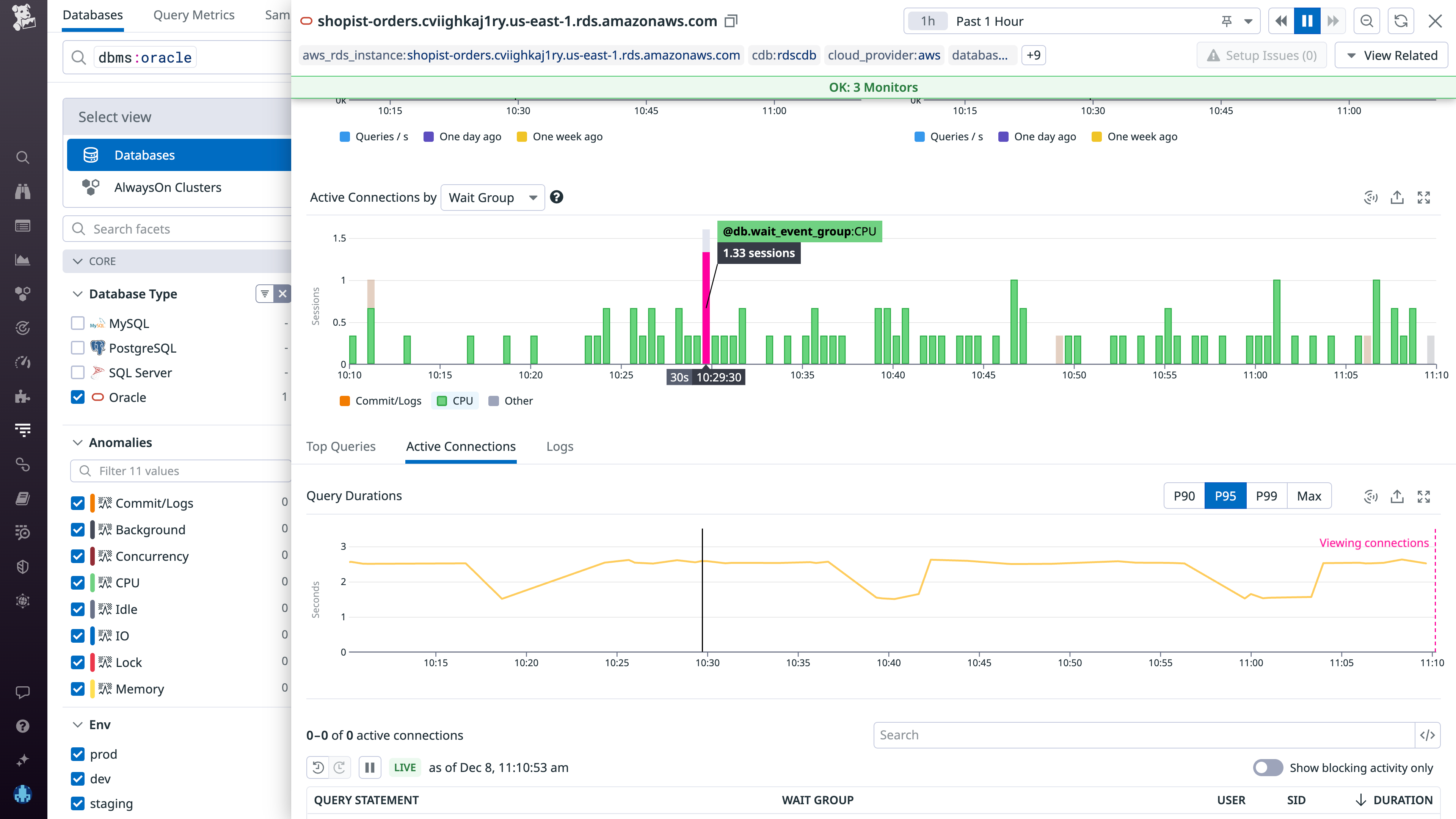 View active connections on all your Oracle databases