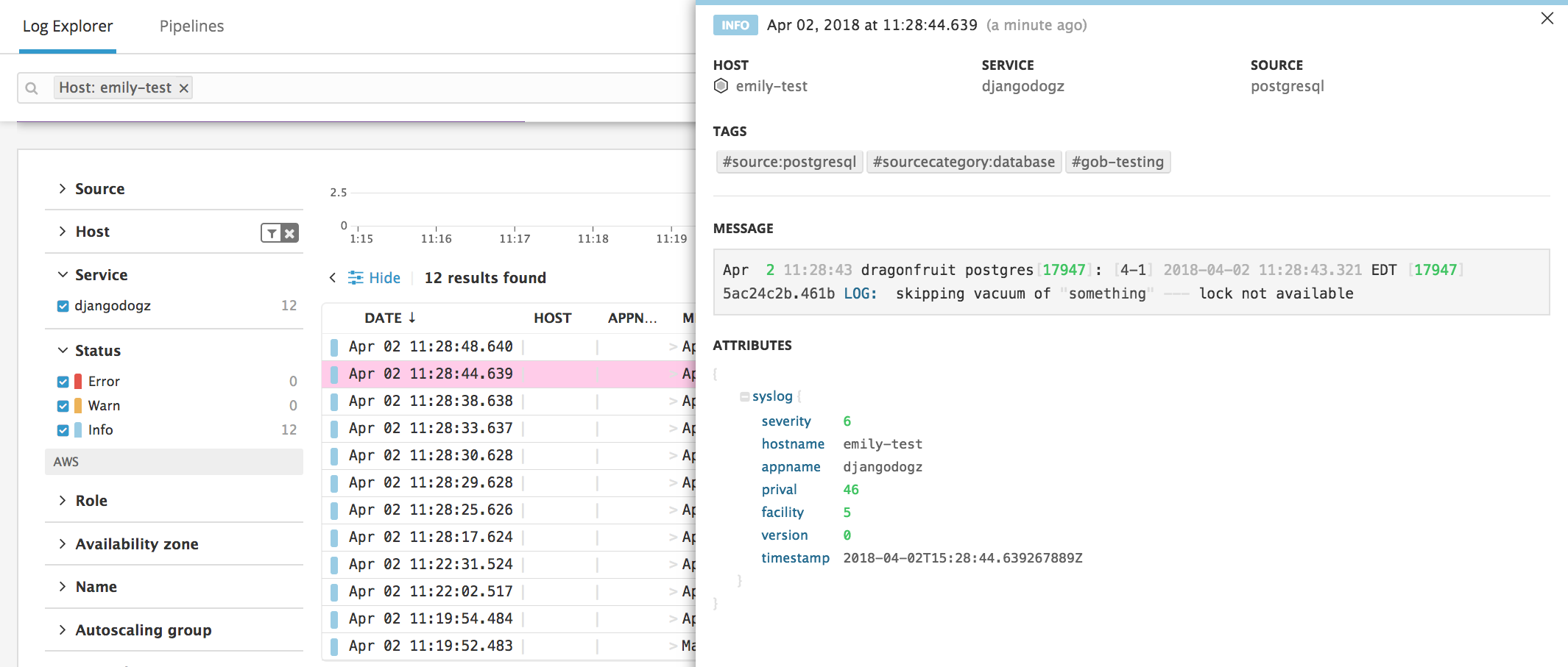 PostgreSQL VACUUM monitoring in Datadog