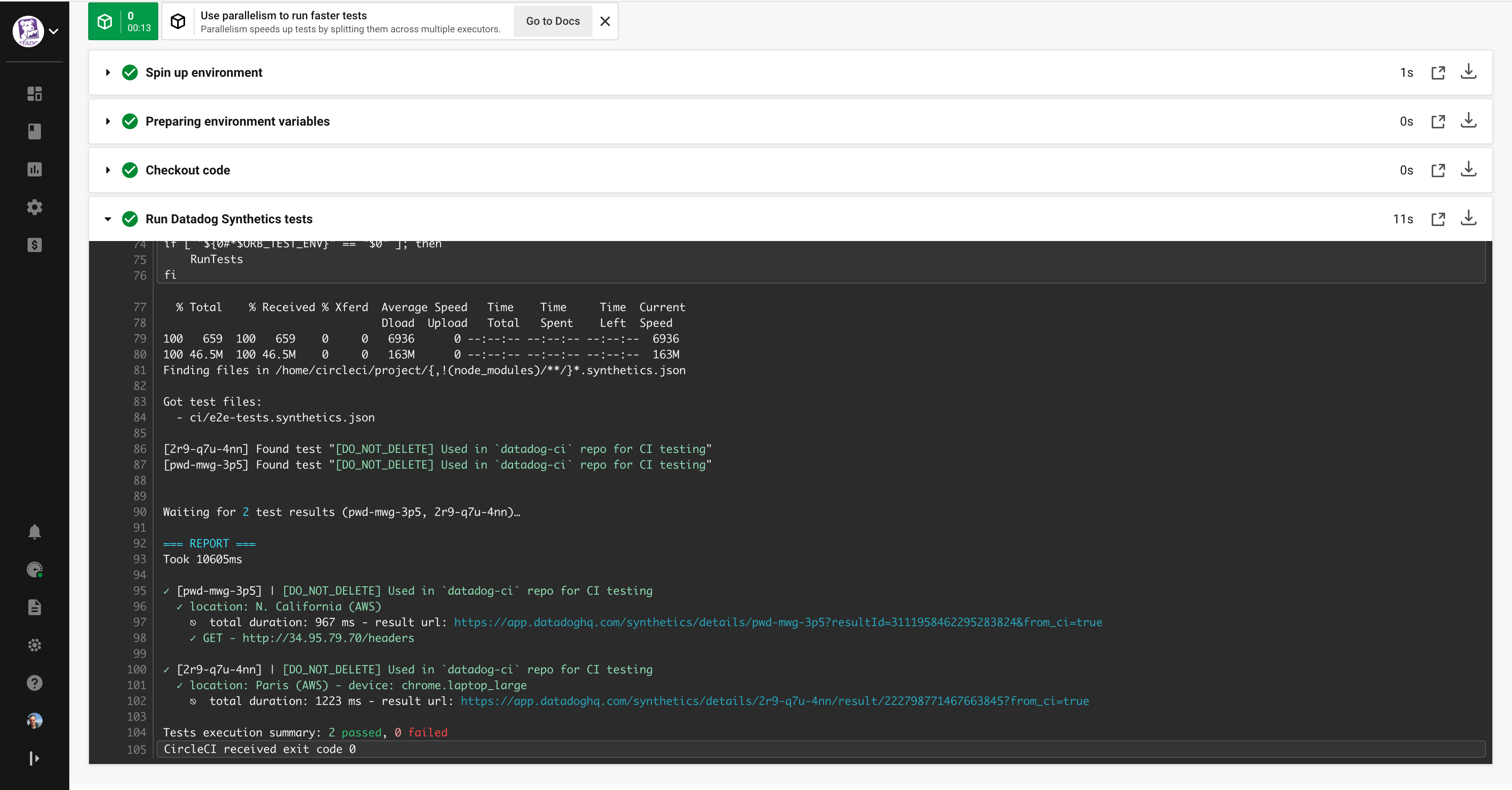 View your Synthetic test executions with CircleCI