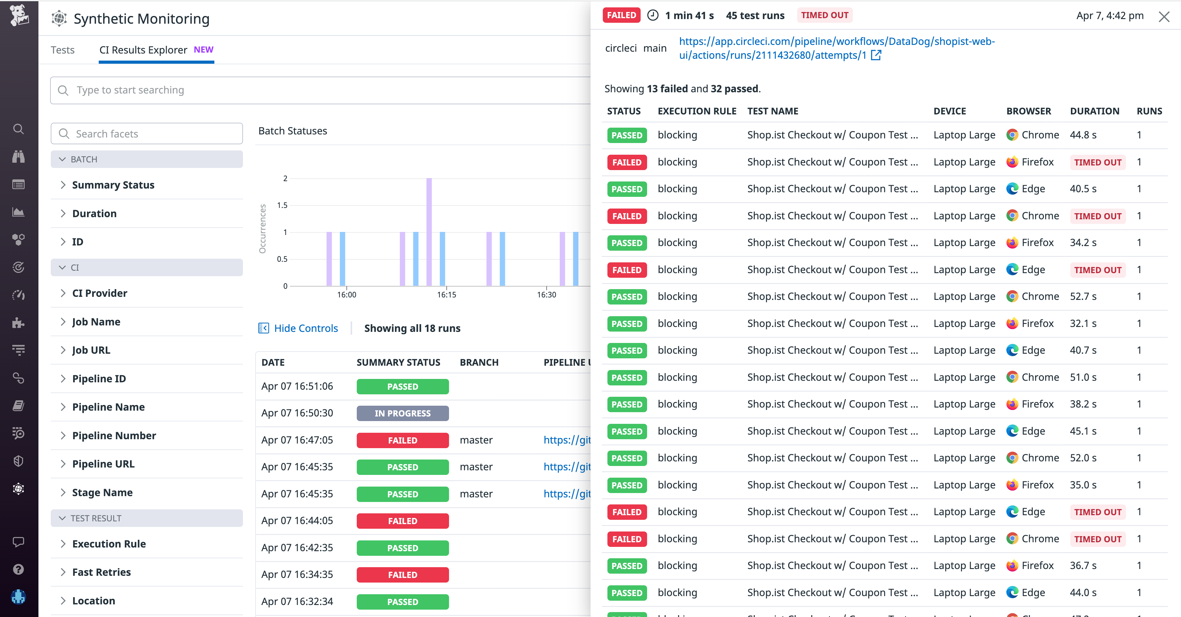 View job results in the CI Results Explorer