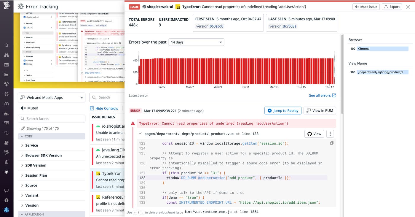 Pivot to Session Replay from Error Tracking Pivot to Session Replay from Error Tracking
