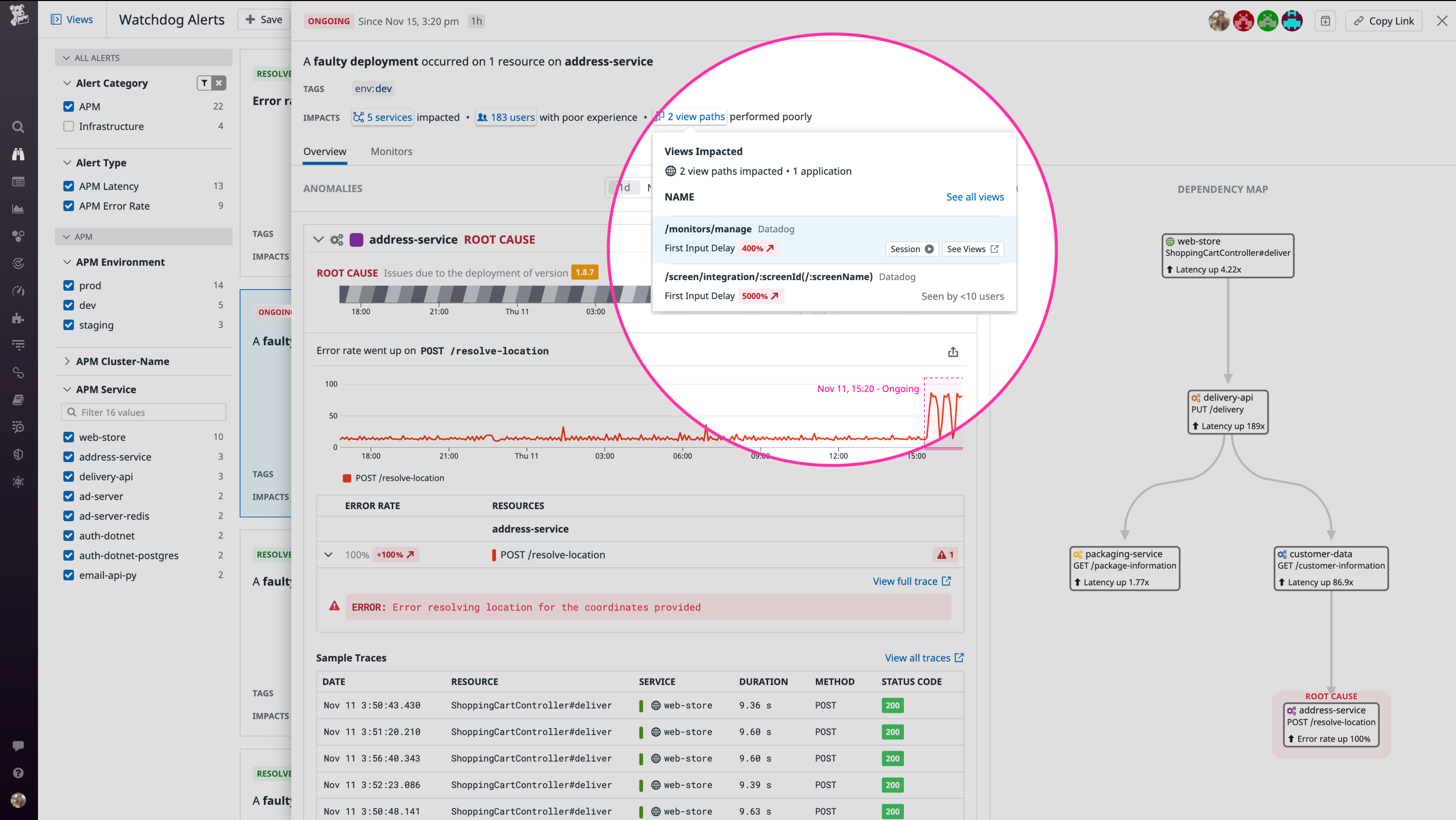 See impacted users' view paths