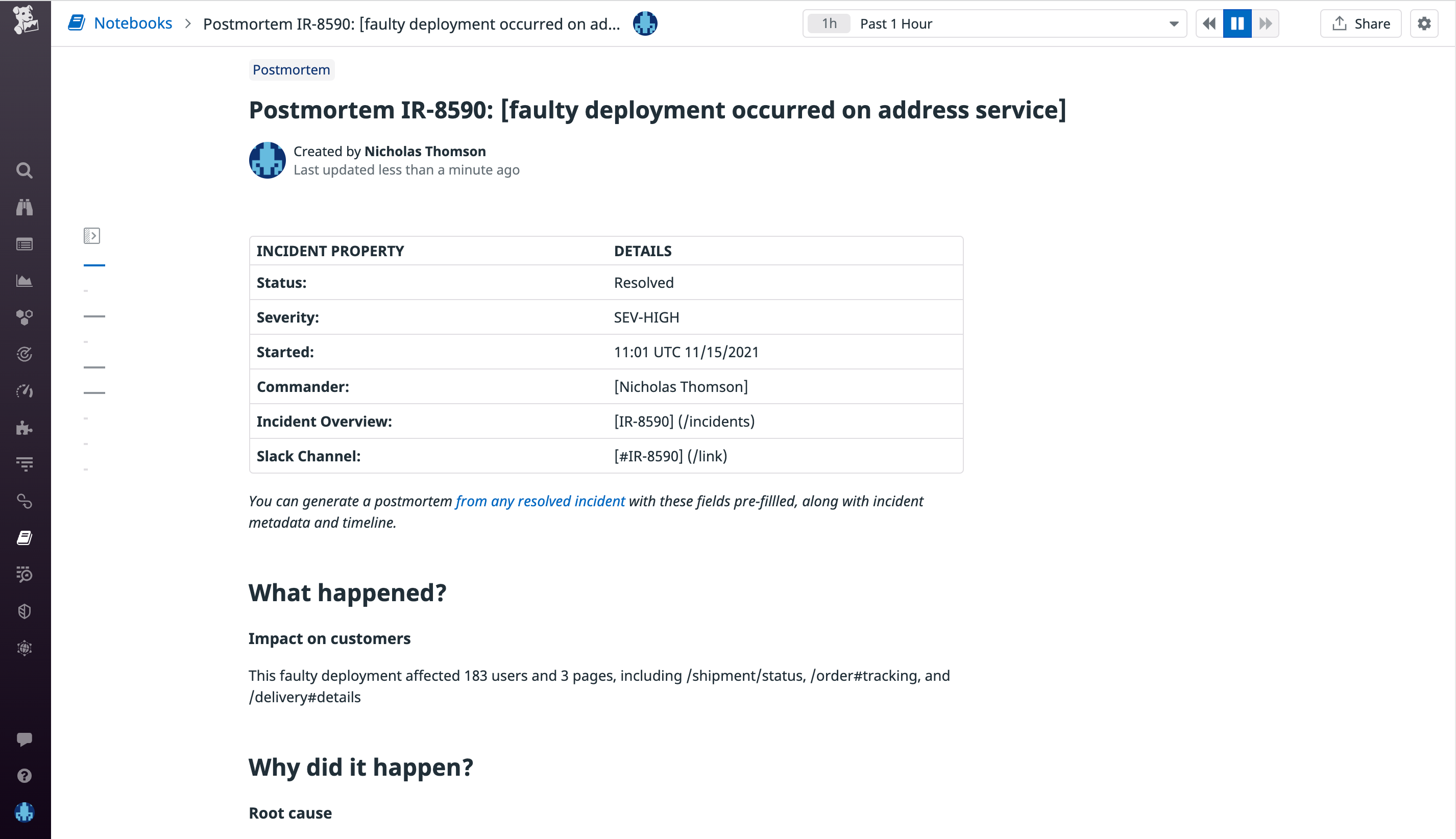 Streamline writing postmortems