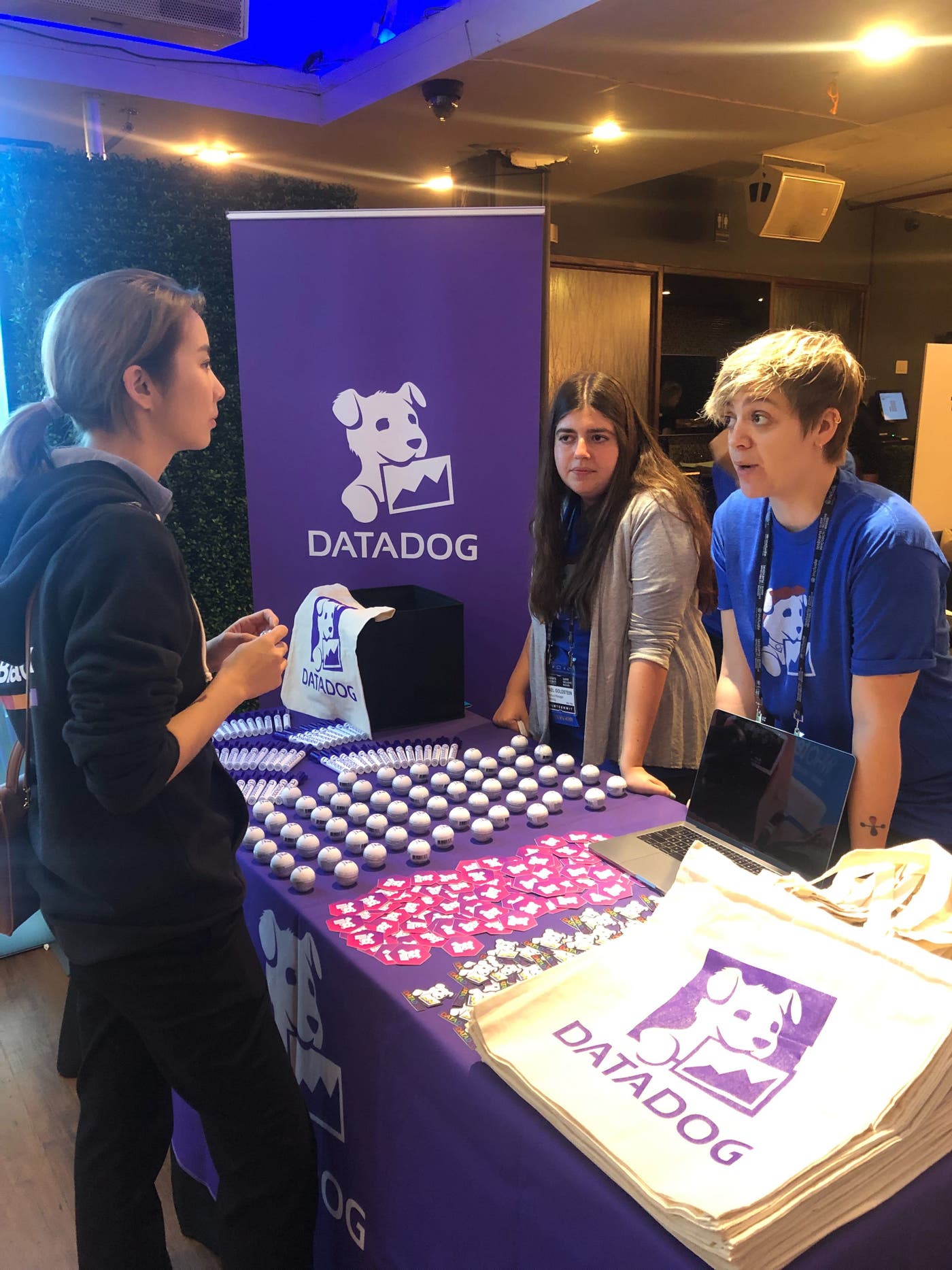datadog’s booth at the lesbians who tech summit NYC in september 2019 datadog’s booth at the lesbians who tech summit NYC in september 2019