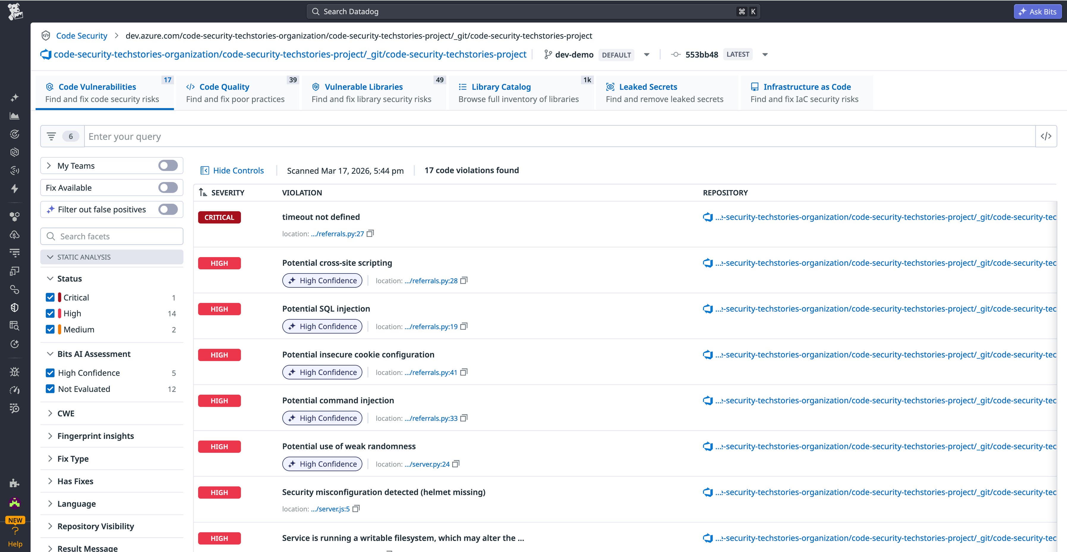 Identify and fix code issues faster with Datadog’s Azure DevOps Source ...