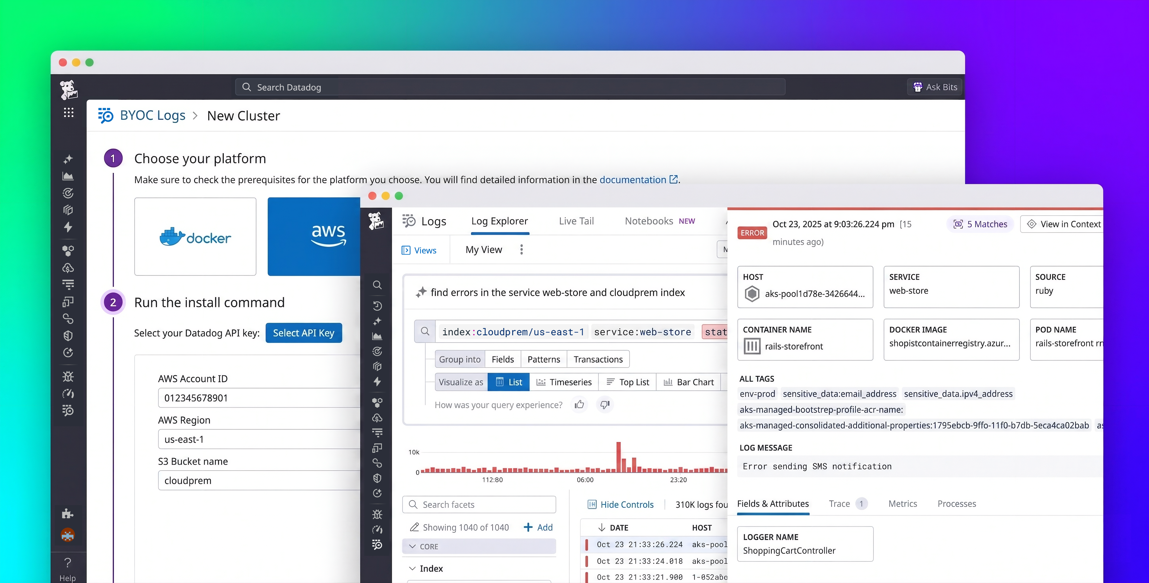Store and search logs at petabyte scale in your own infrastructure with Datadog BYOC Logs