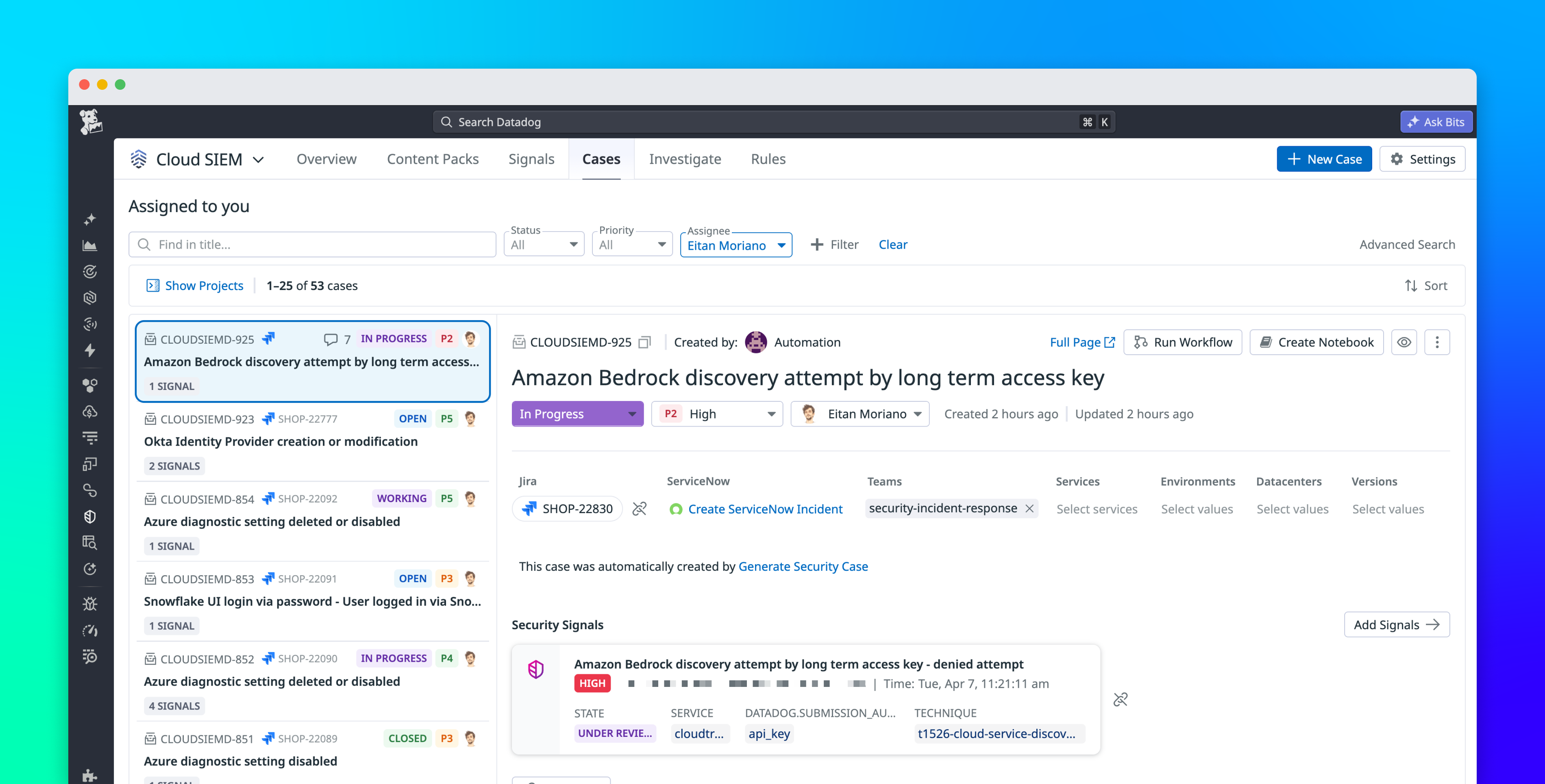 Connect triage and investigation in a single workflow with Datadog Cloud SIEM