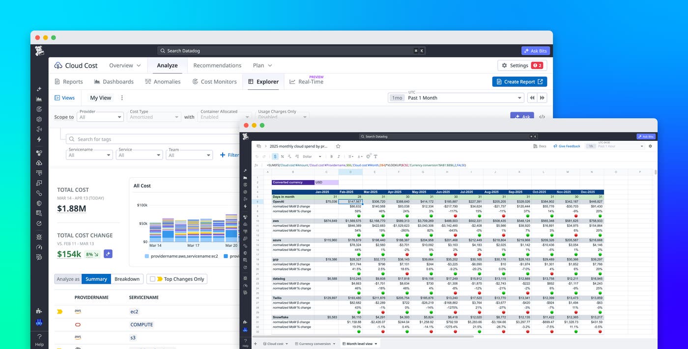 Analyze cloud costs with flexible spreadsheets in Datadog Sheets Analyze cloud costs with flexible spreadsheets in Datadog Sheets