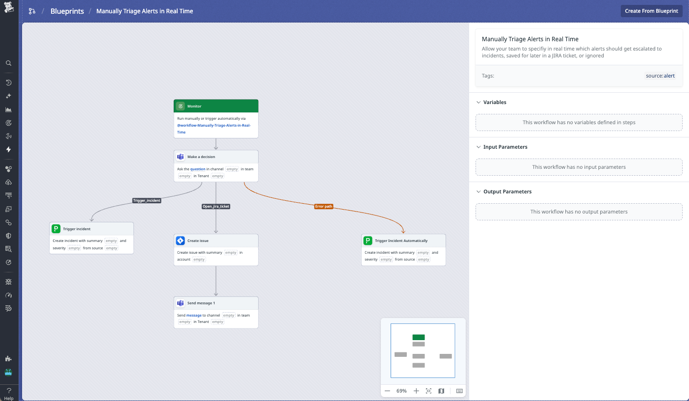 An example Blueprint allowing a team to specify which alerts should be escalated as incidents or ignored in a FedRAMP High environment.