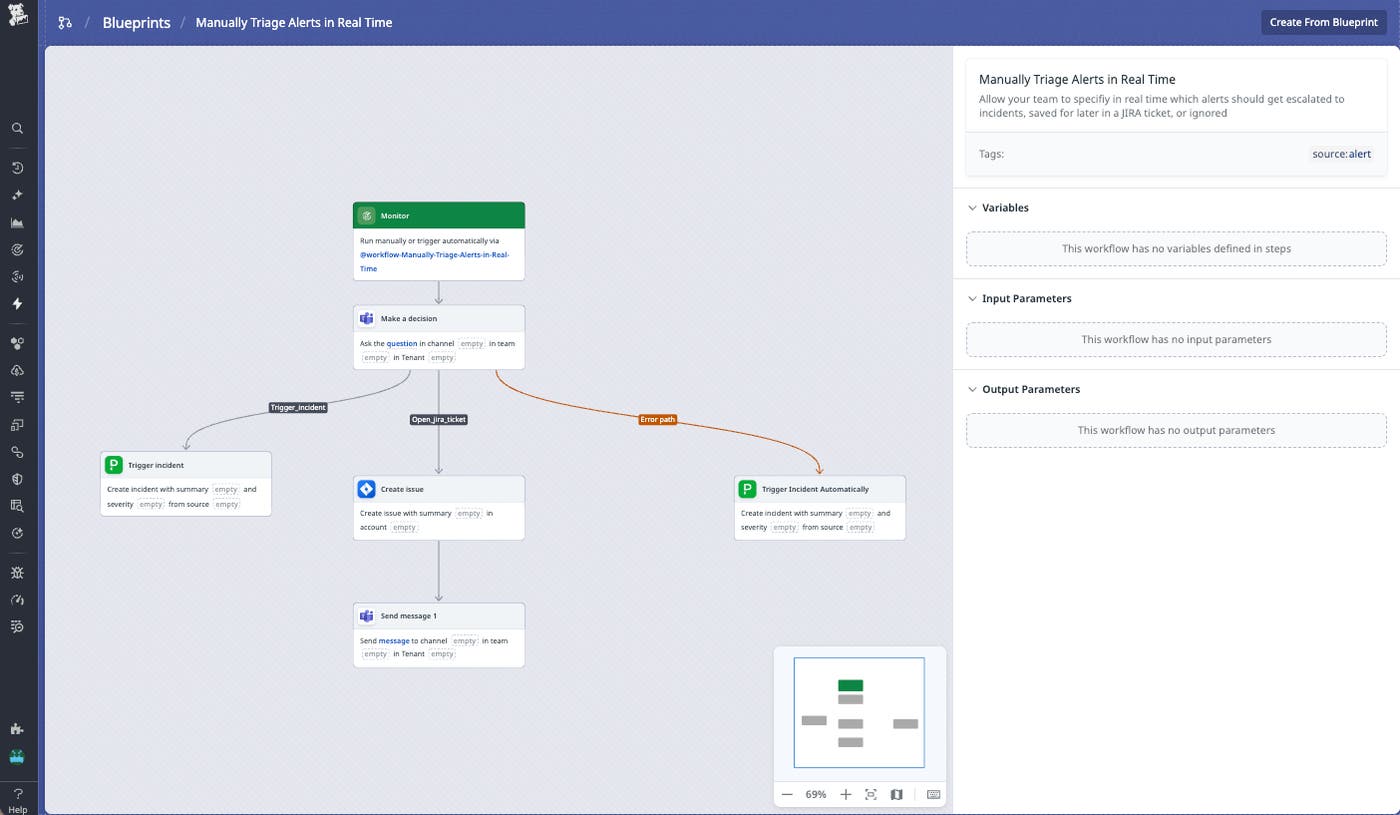 An example Blueprint allowing a team to specify which alerts should be escalated as incidents or ignored in a FedRAMP High environment. An example Blueprint allowing a team to specify which alerts should be escalated as incidents or ignored in a FedRAMP High environment.