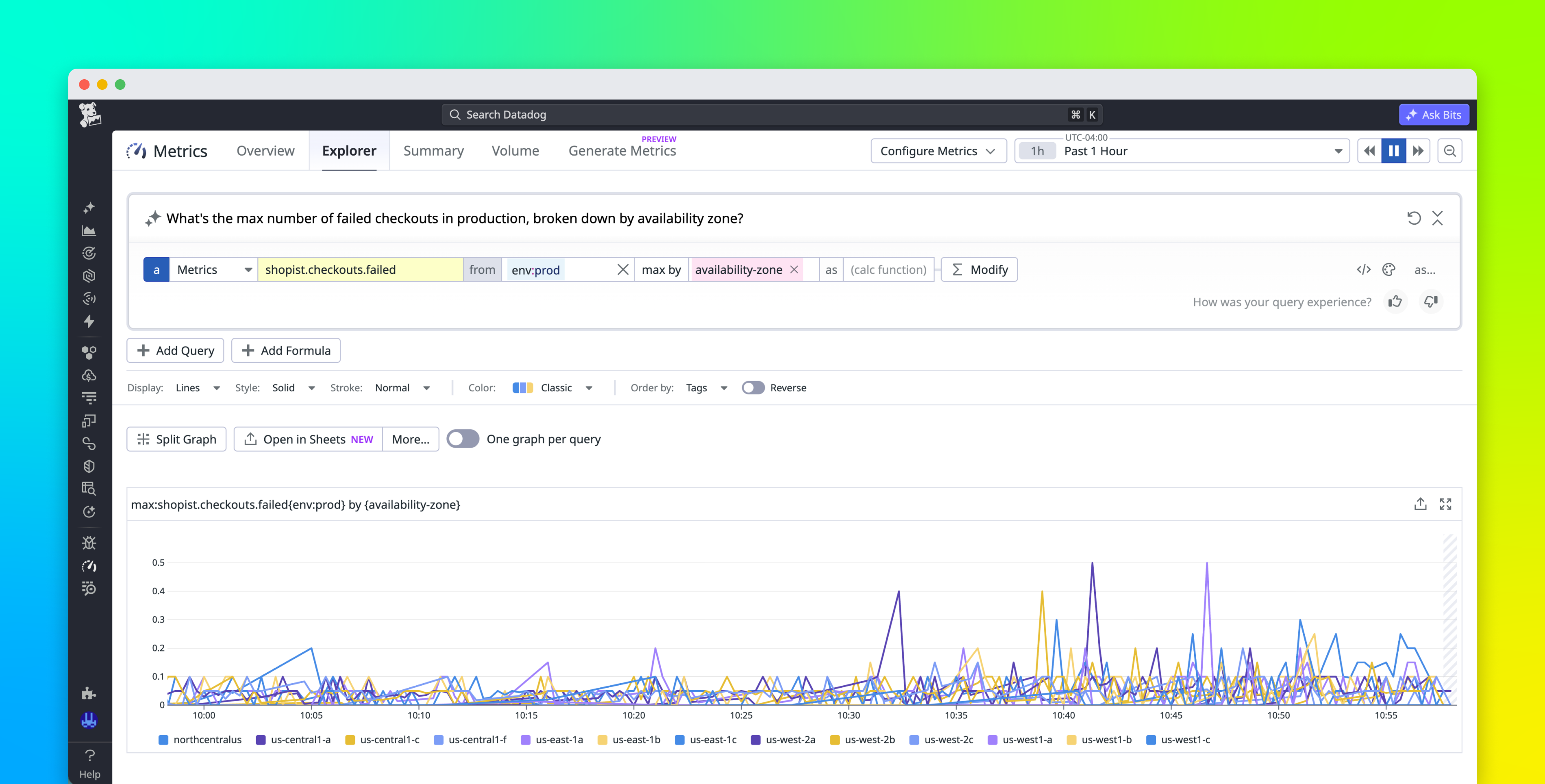 Explore Datadog metrics with Natural Language Queries