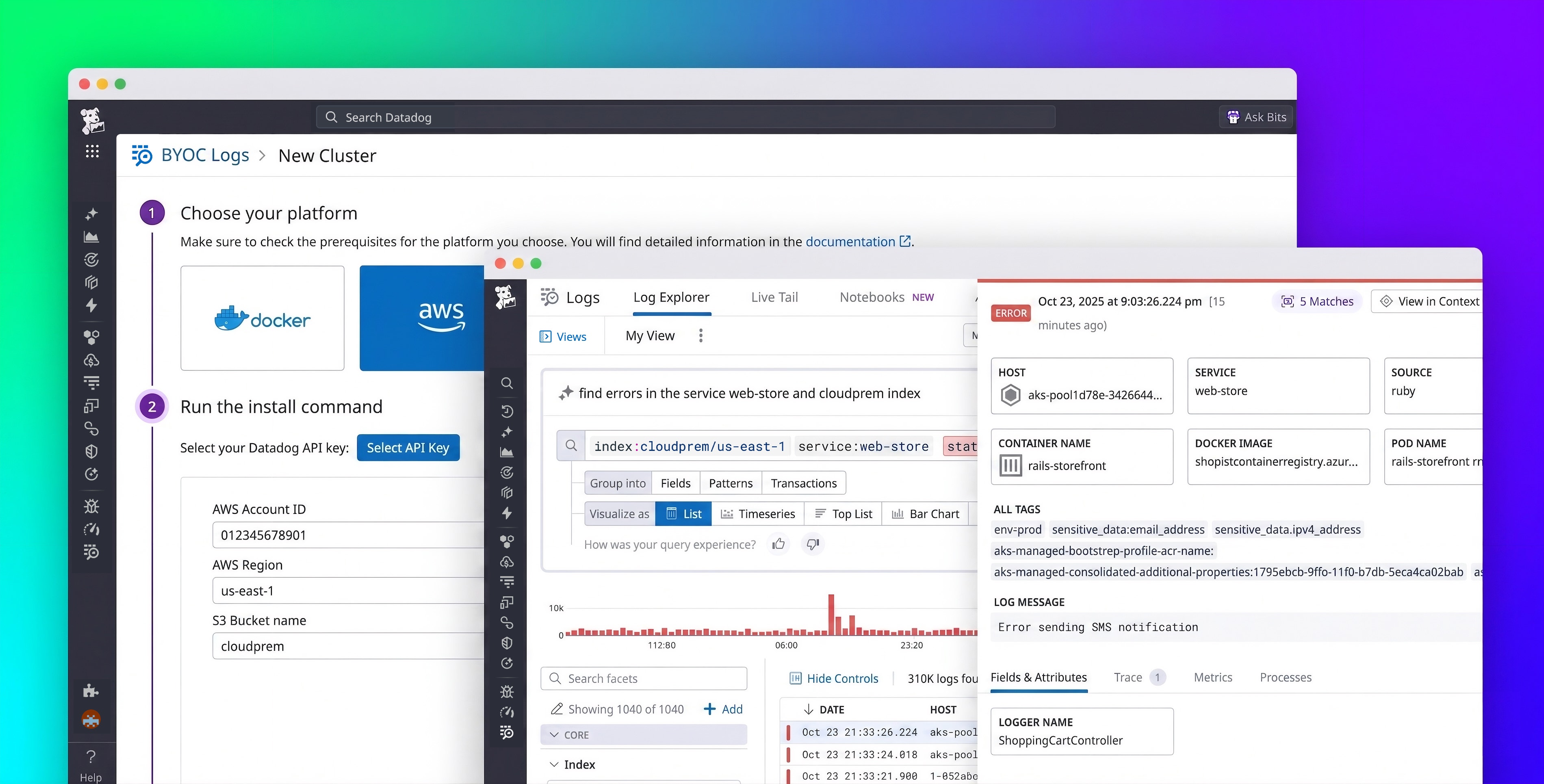 Store and search logs at petabyte scale in your own infrastructure with Datadog BYOC Logs