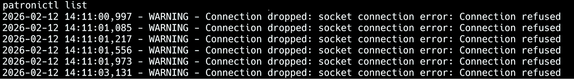 patronictl fails to connect when the DCS is unavailable, leaving the cluster state inaccessible and blocking coordination tasks like failover.