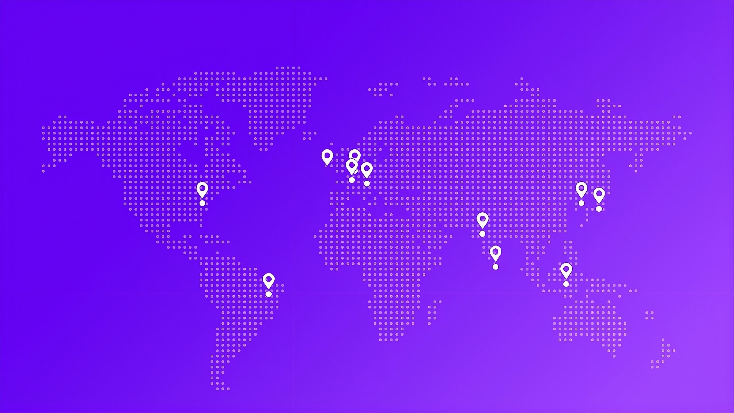 A global map showing many pins spread across the Americas, Europe, and Asia.
