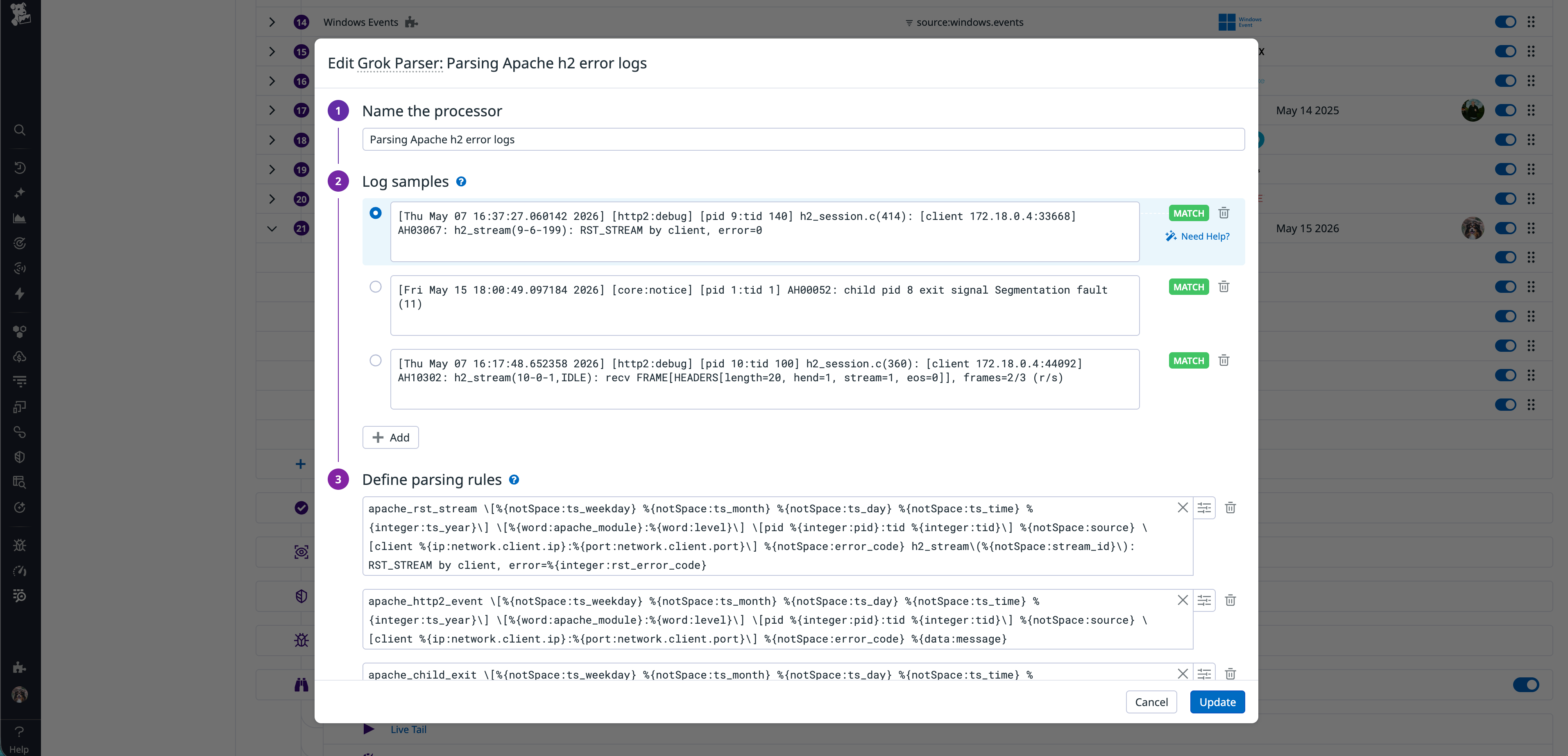 A custom Grok Parser in Datadog Log Management