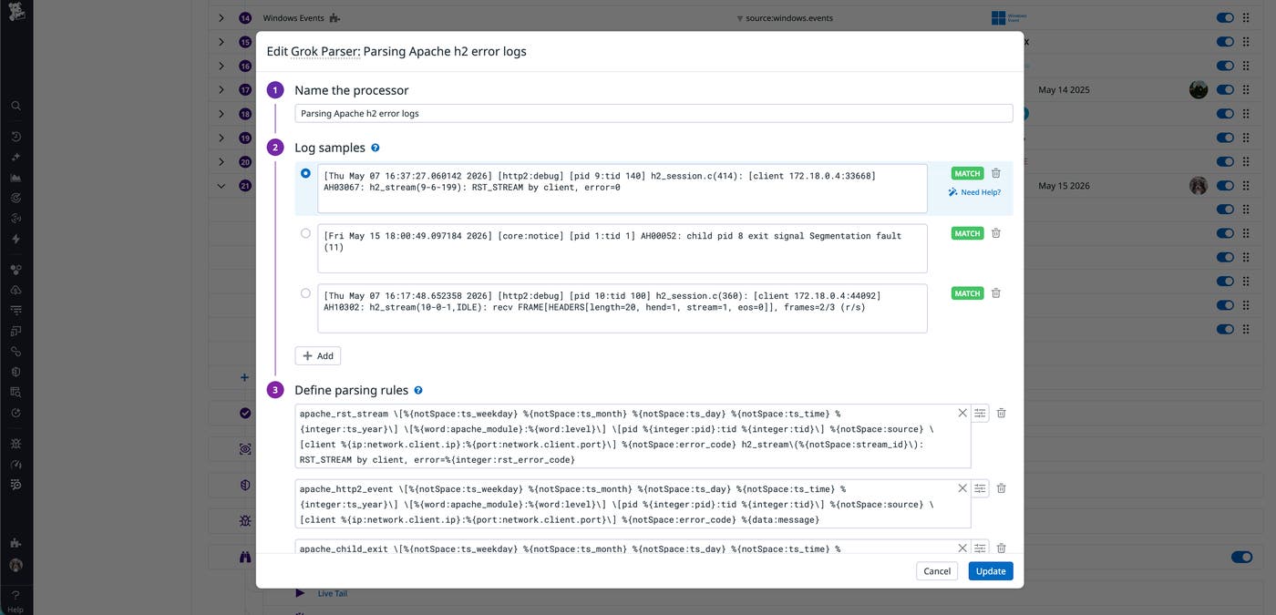 A custom Grok Parser in Datadog Log Management A custom Grok Parser in Datadog Log Management