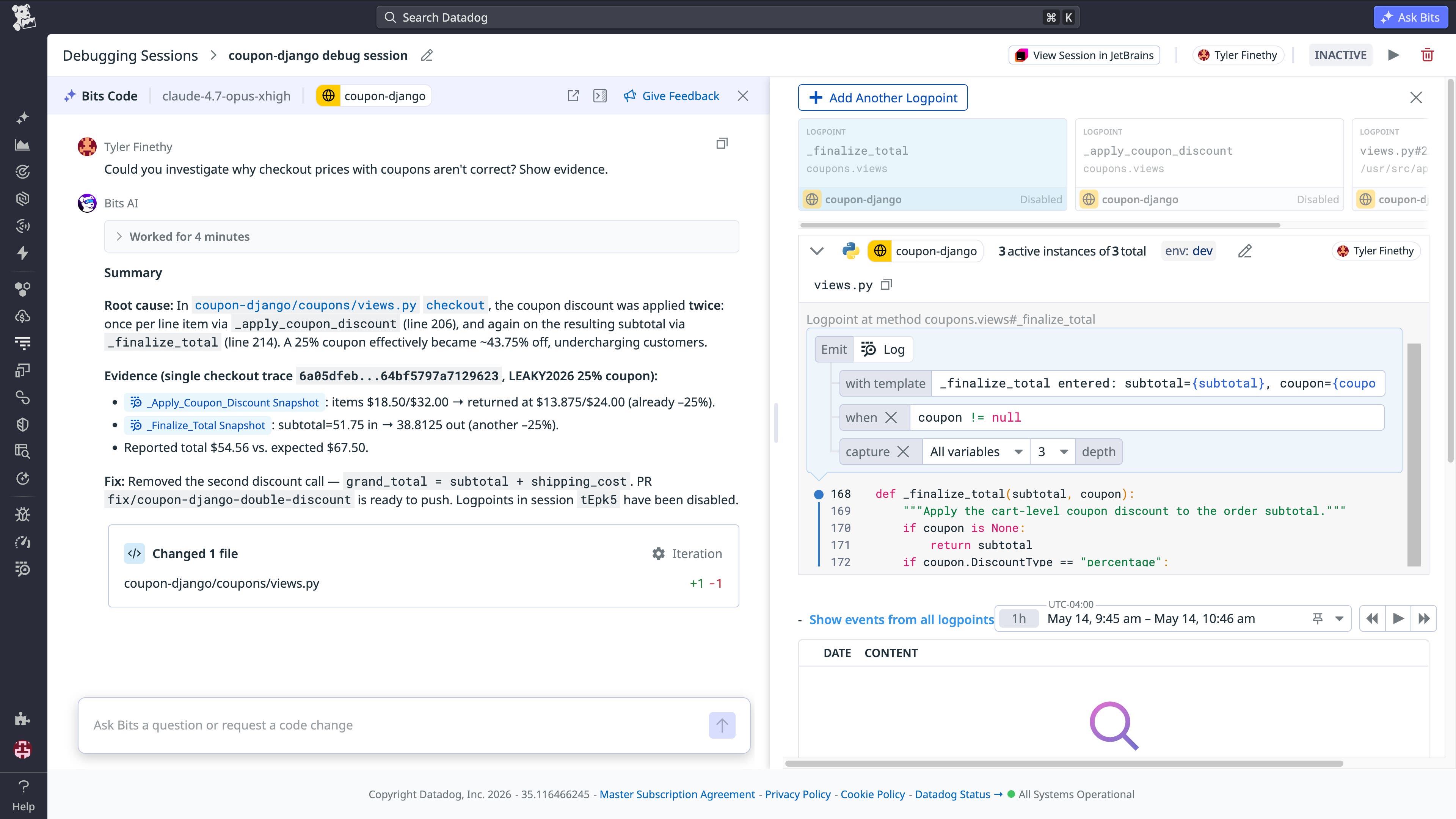 Turn Datadog findings into automated code fixes with Bits Code | Datadog