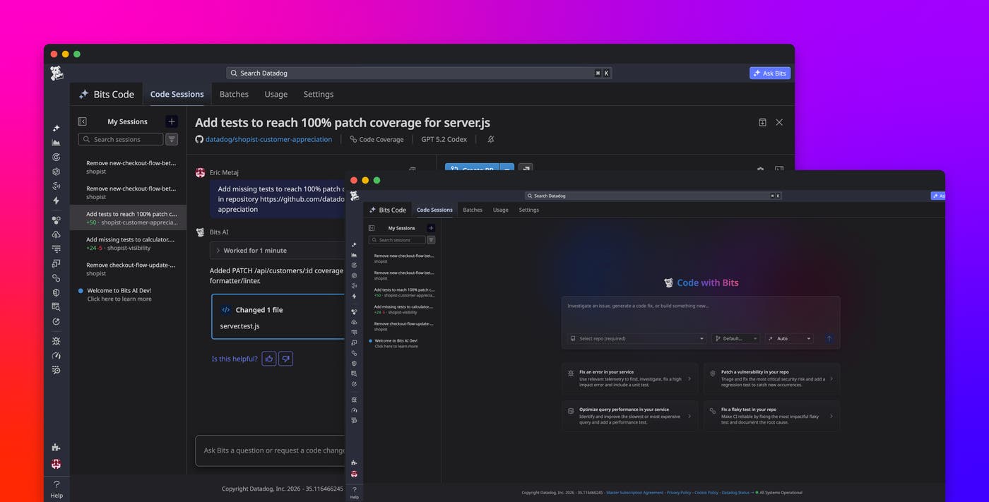Turn Datadog findings into automated code fixes with Bits Code Turn Datadog findings into automated code fixes with Bits Code