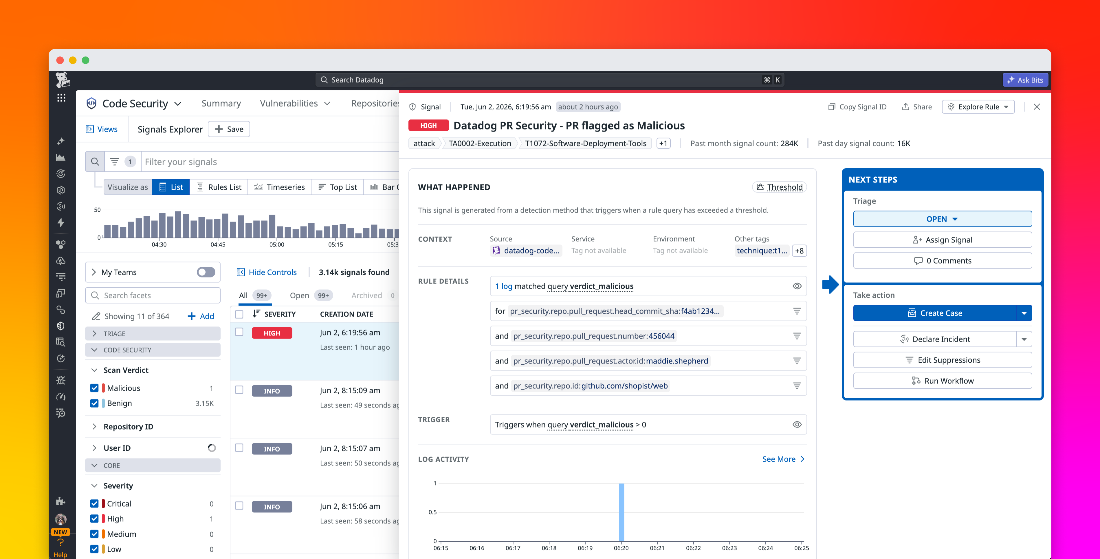 Detect source code attacks with Datadog Code Threat Detection