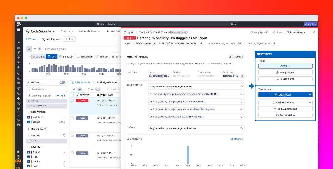 Detect source code attacks with Datadog Code Threat Detection Detect source code attacks with Datadog Code Threat Detection