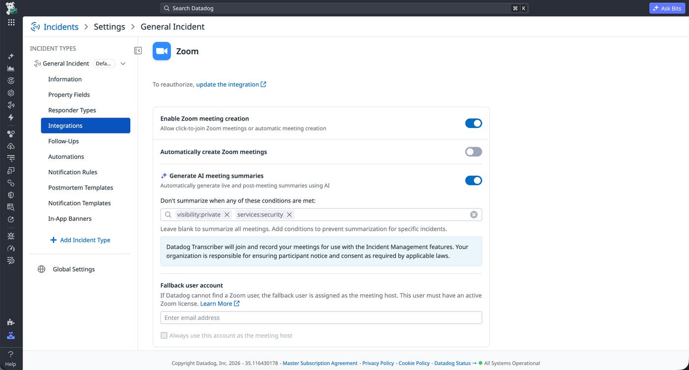 Example configuration of AI-generated meeting summaries for Zoom. Example configuration of AI-generated meeting summaries for Zoom.