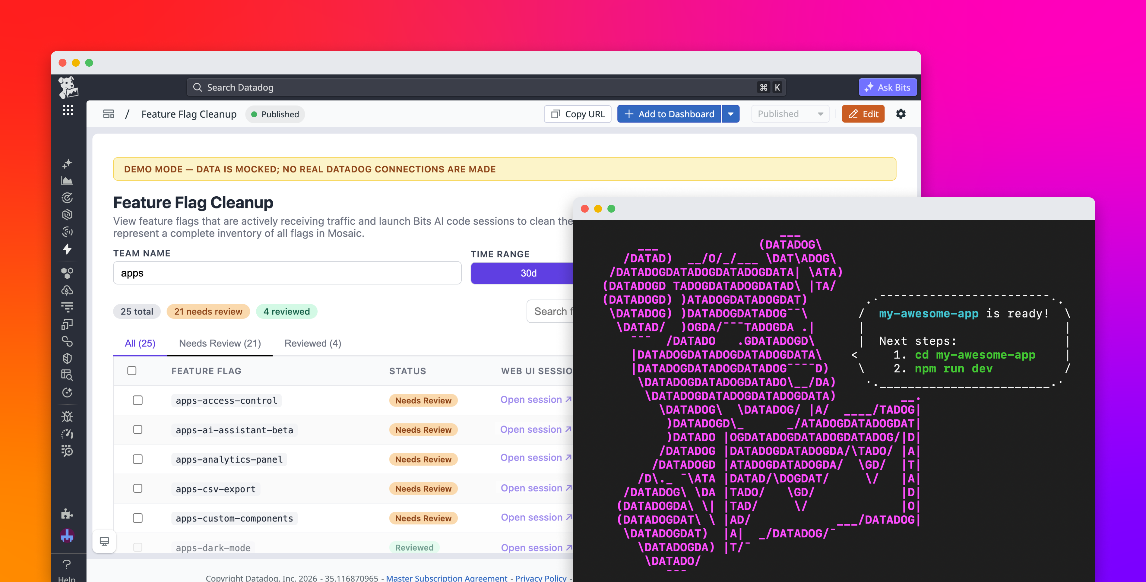 Ship internal applications from your AI Agent with Datadog Apps