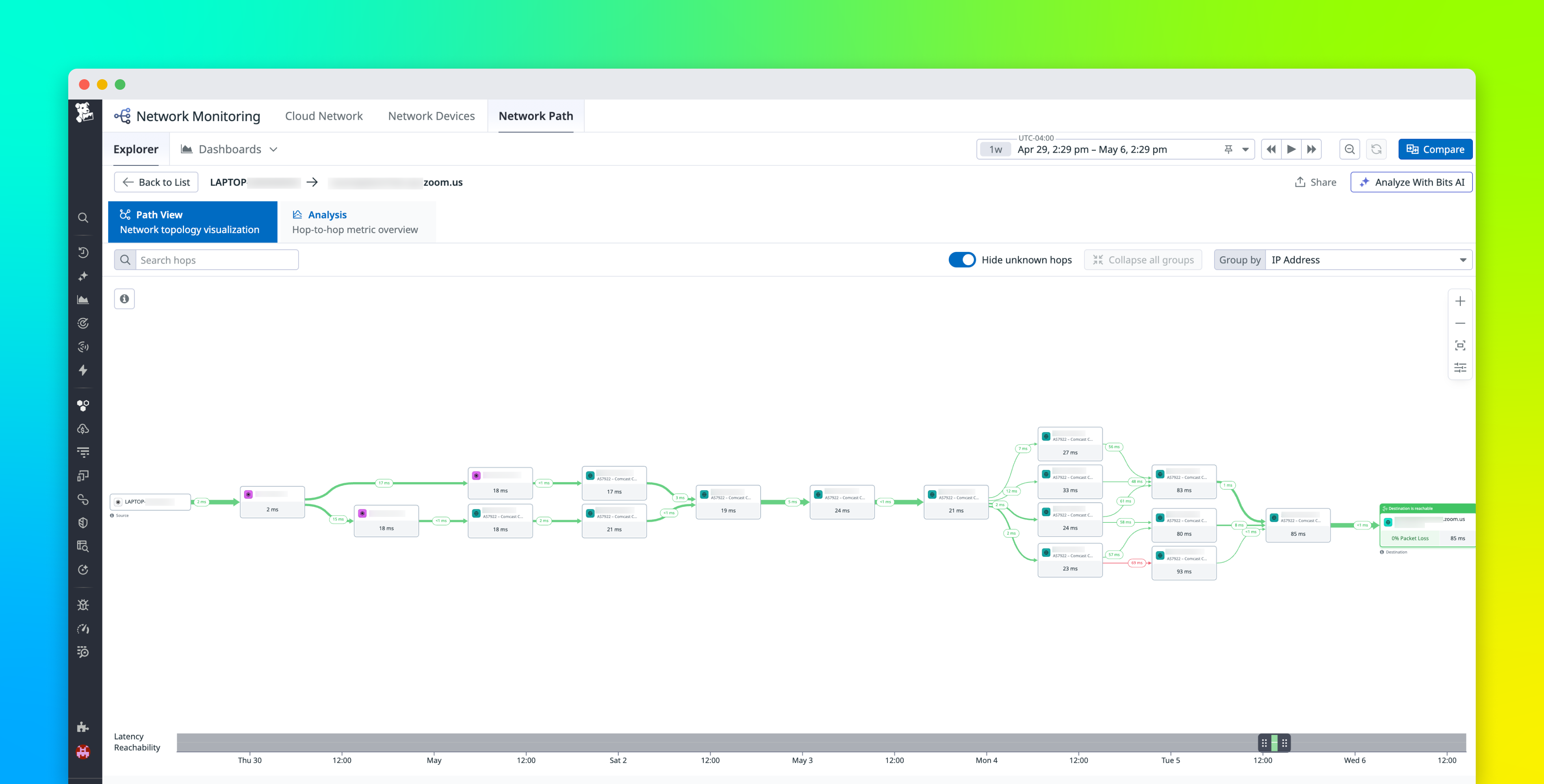 Trace network paths from devices to SaaS applications