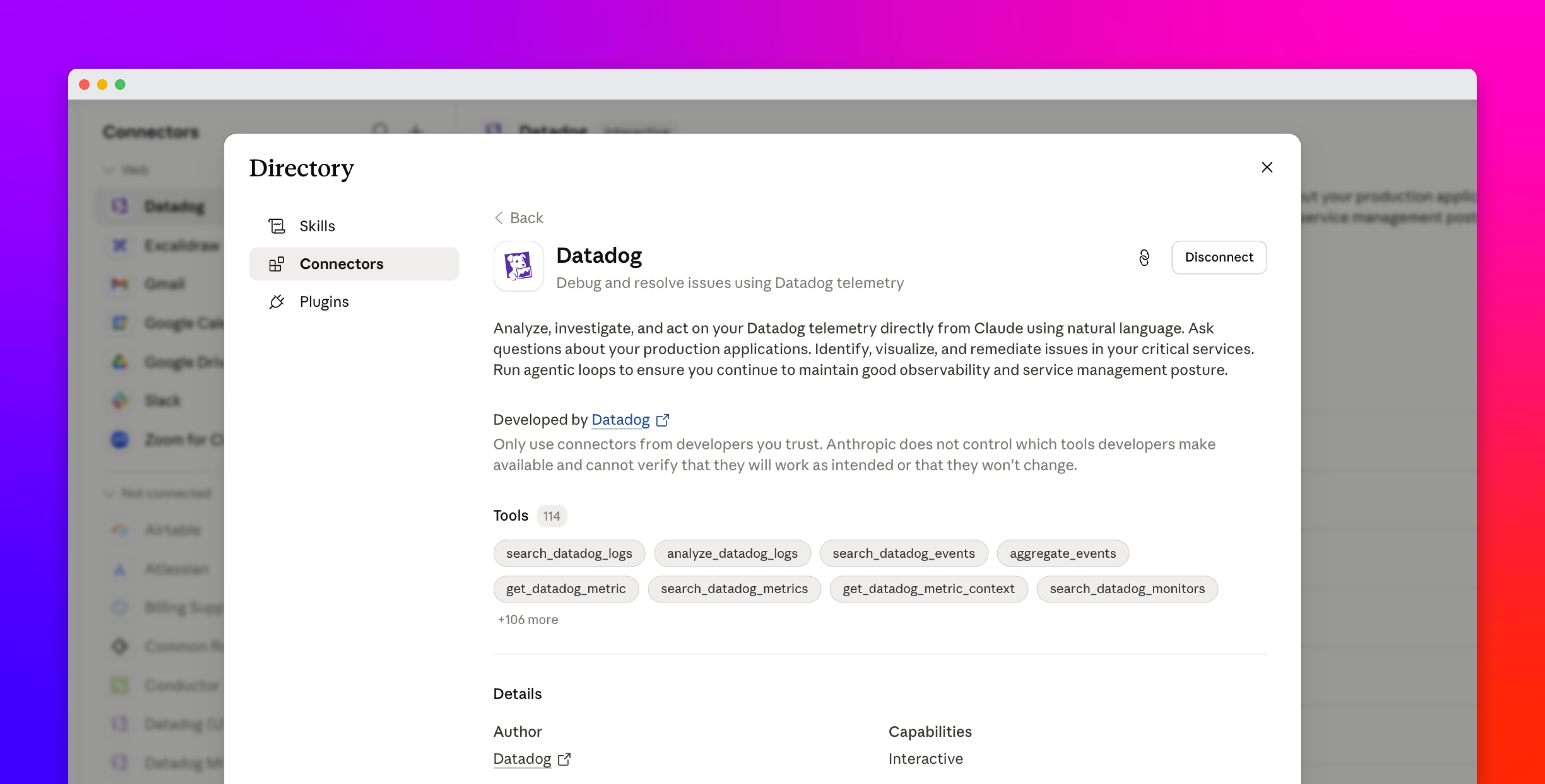 Bring live Datadog telemetry into your AI agents with native integrations