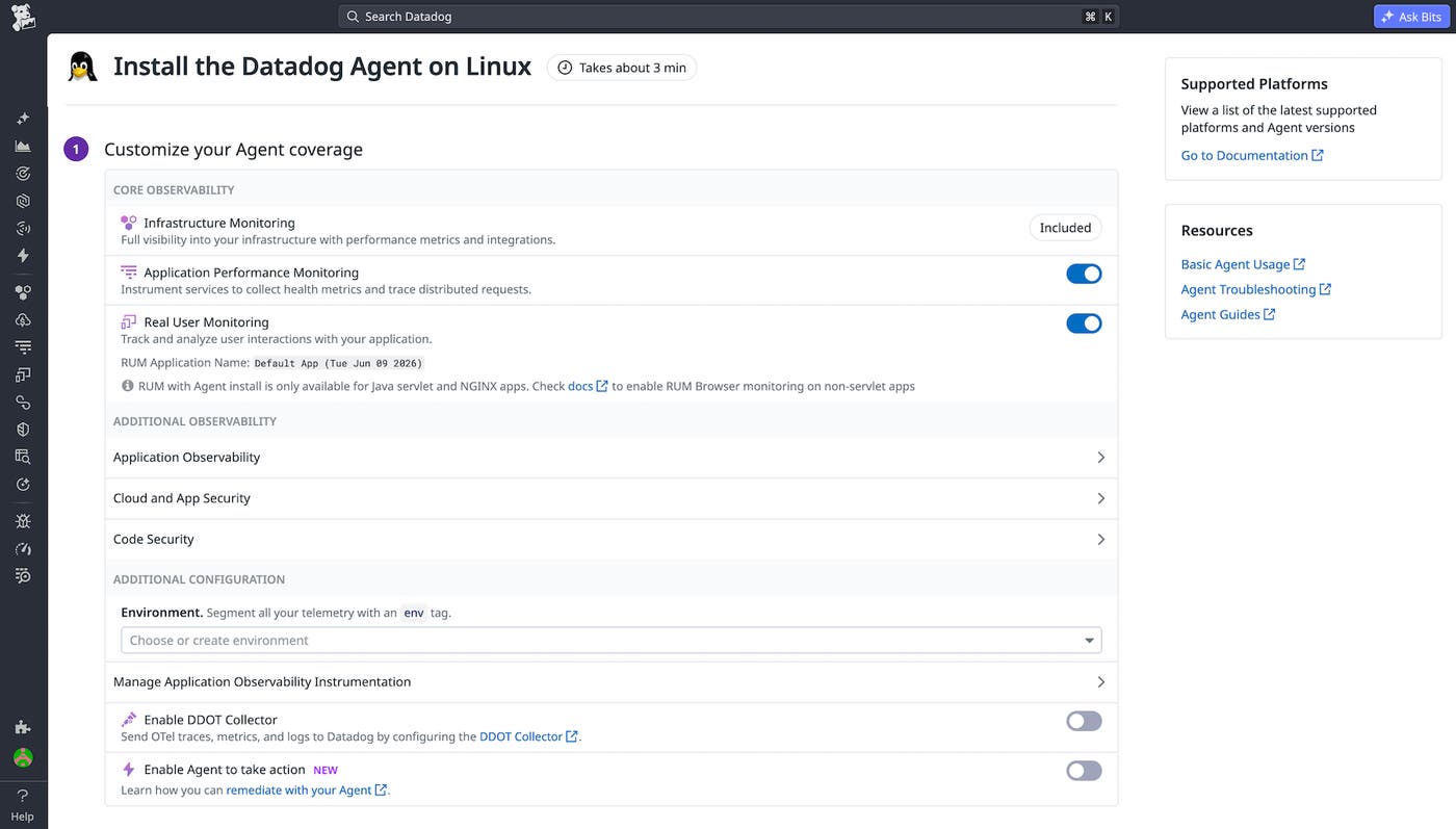 Enable RUM on NGINX-served web apps during agent installations on Linux. Enable RUM on NGINX-served web apps during agent installations on Linux.