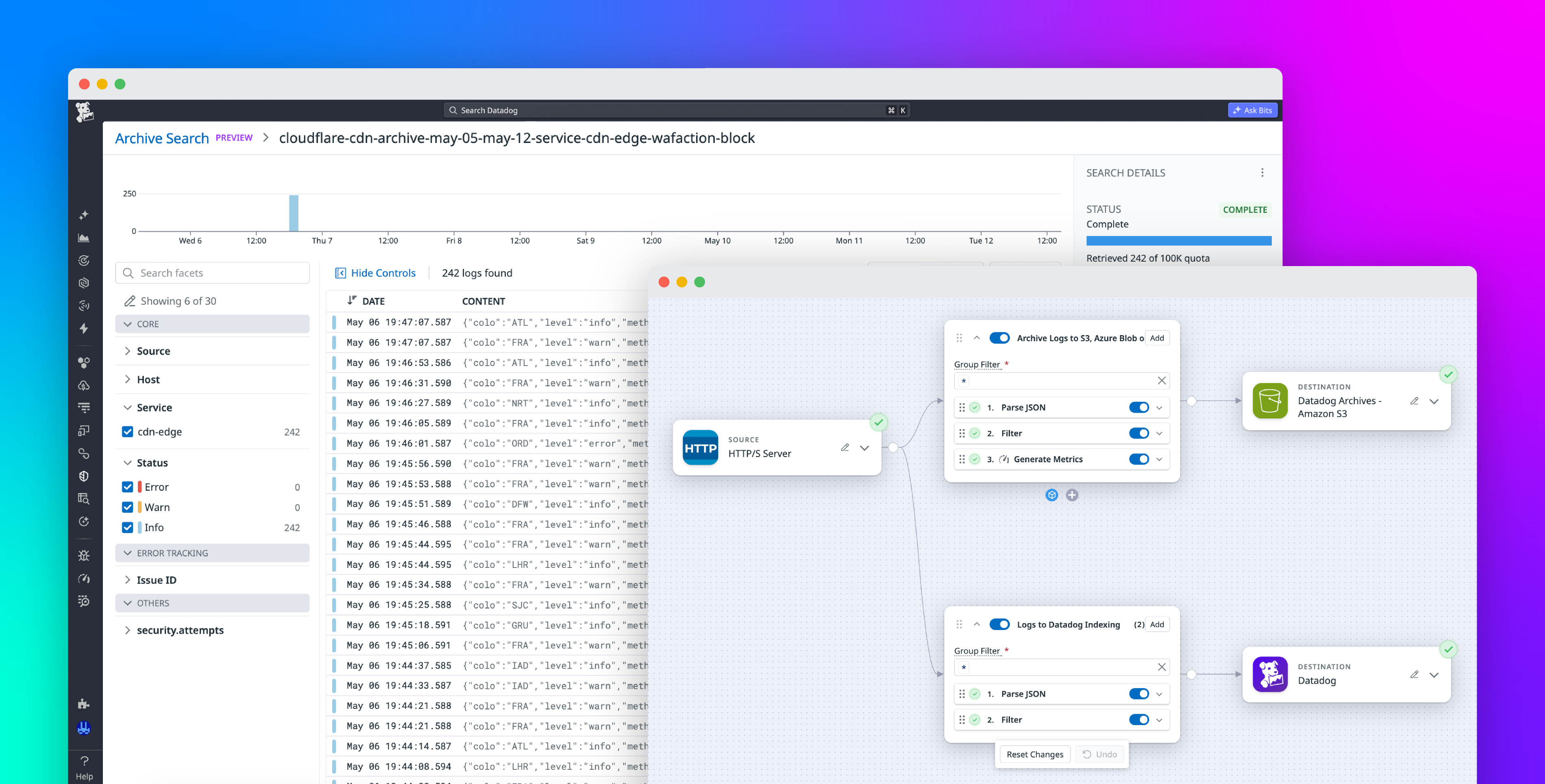 Reduce CDN log costs with searchable archives