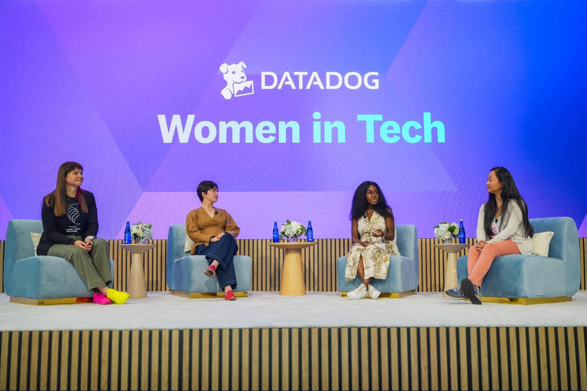 The panelists from the Women in Tech event during their discussion about AI.