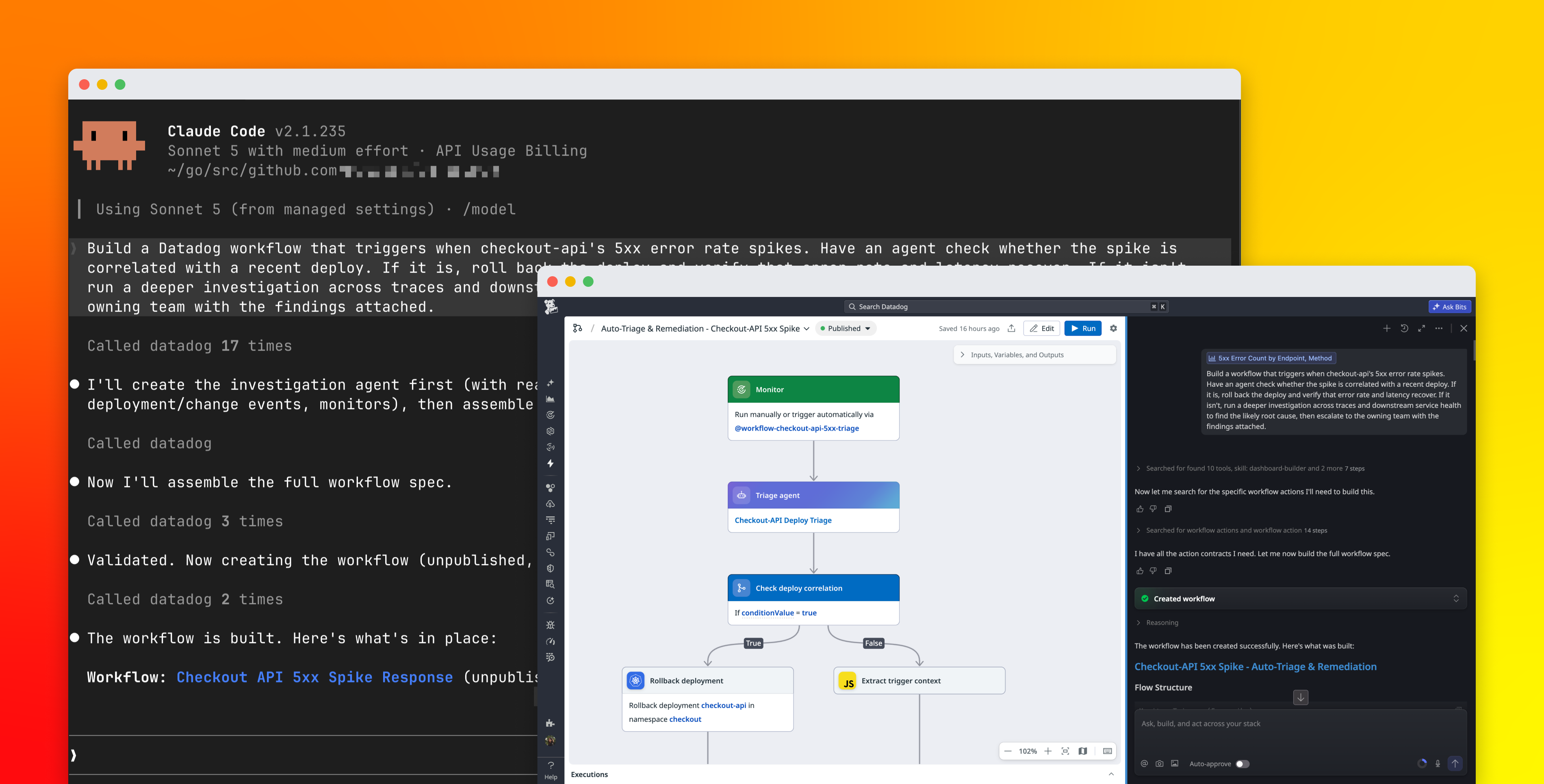 Build and run Datadog workflows from Bits Chat or AI agents 