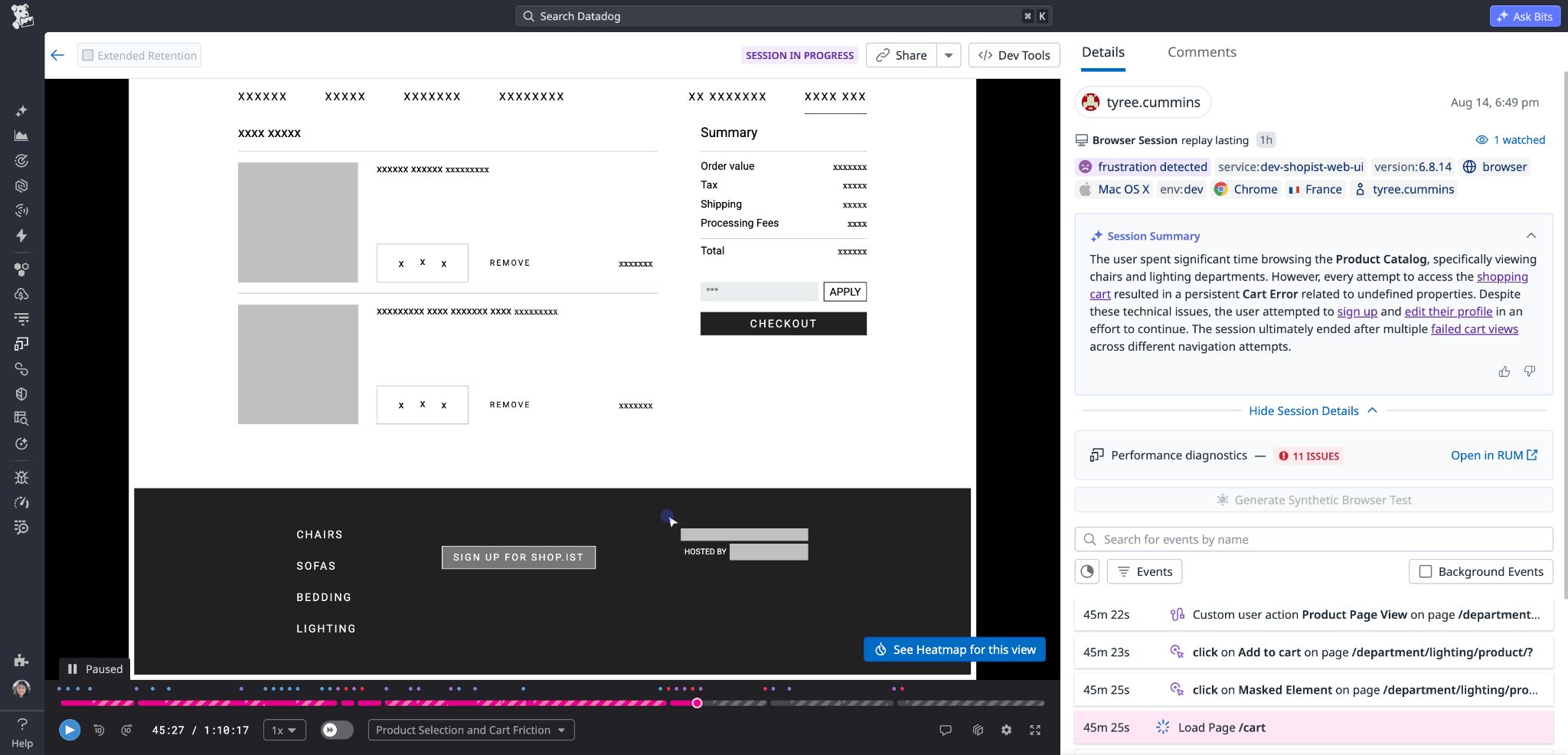 Using the allowlist setting for this hides sensitive customer data while allowing checkout labels to remain visible.