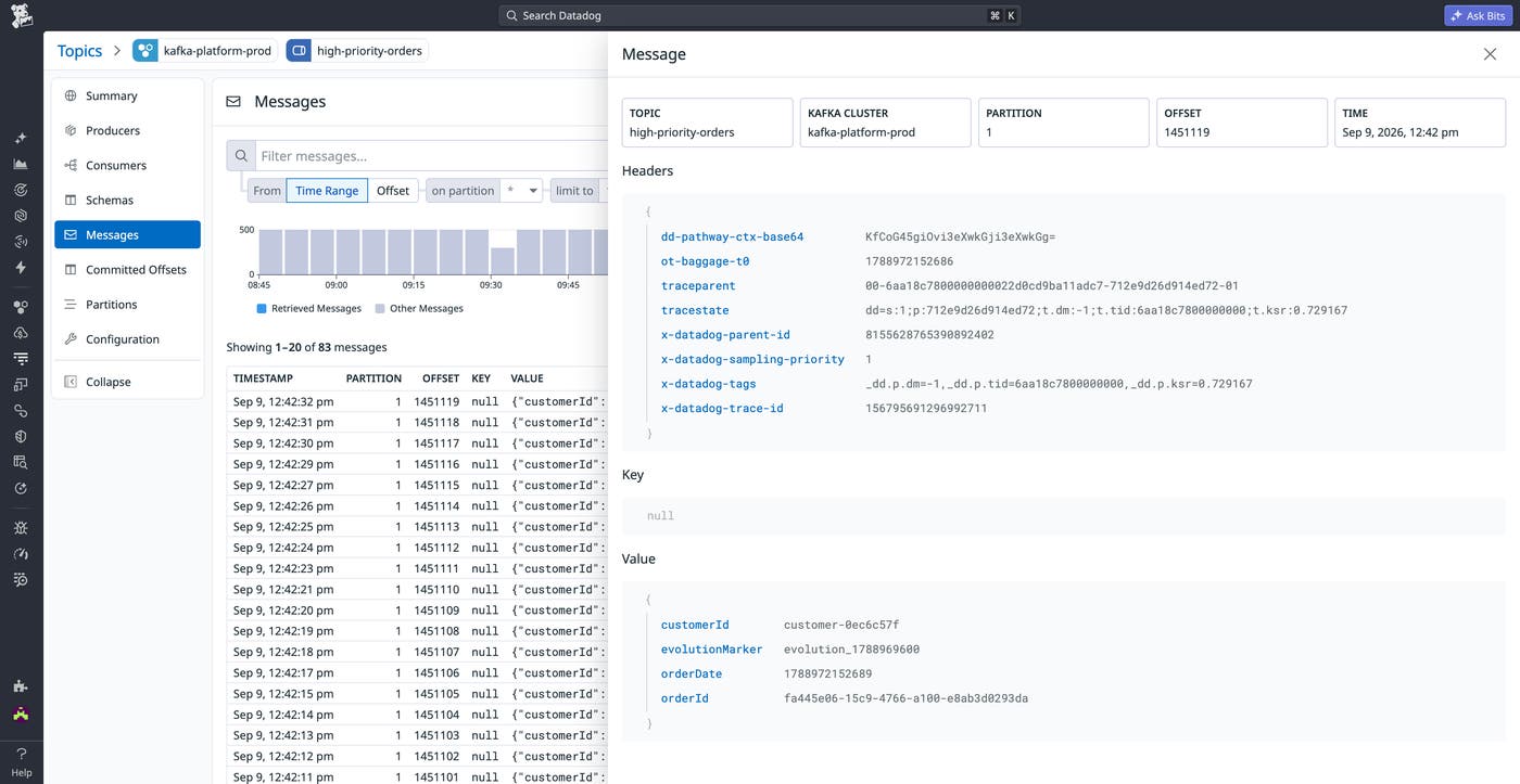 Kafka message payload retrieved by partition and offset for troubleshooting. Kafka message payload retrieved by partition and offset for troubleshooting.