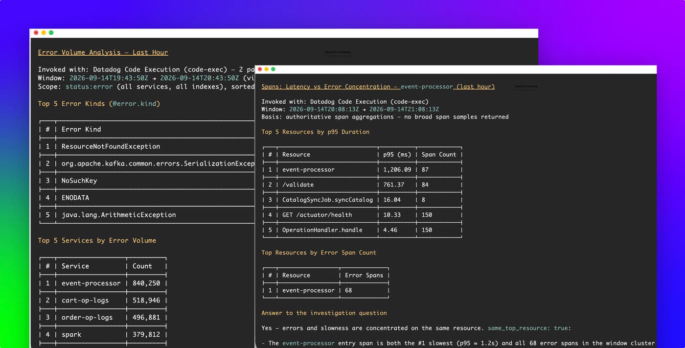 Cut AI agent cost and improve accuracy with Code Execution in the Datadog MCP Server Cut AI agent cost and improve accuracy with Code Execution in the Datadog MCP Server